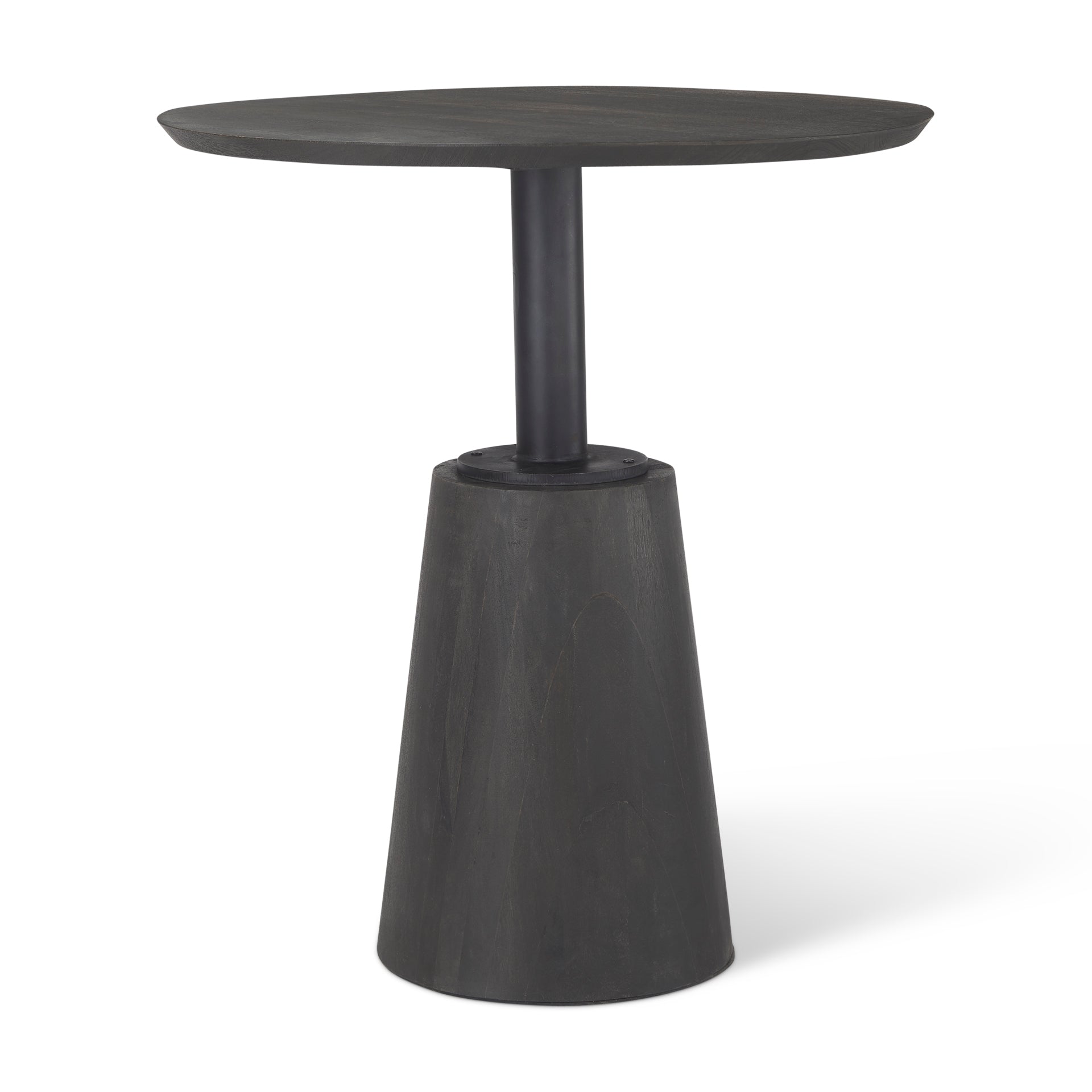 Maxwell 32" Round Black - Brown Wood w/ Black Metal Pedestal Bistro Table - Central Designs