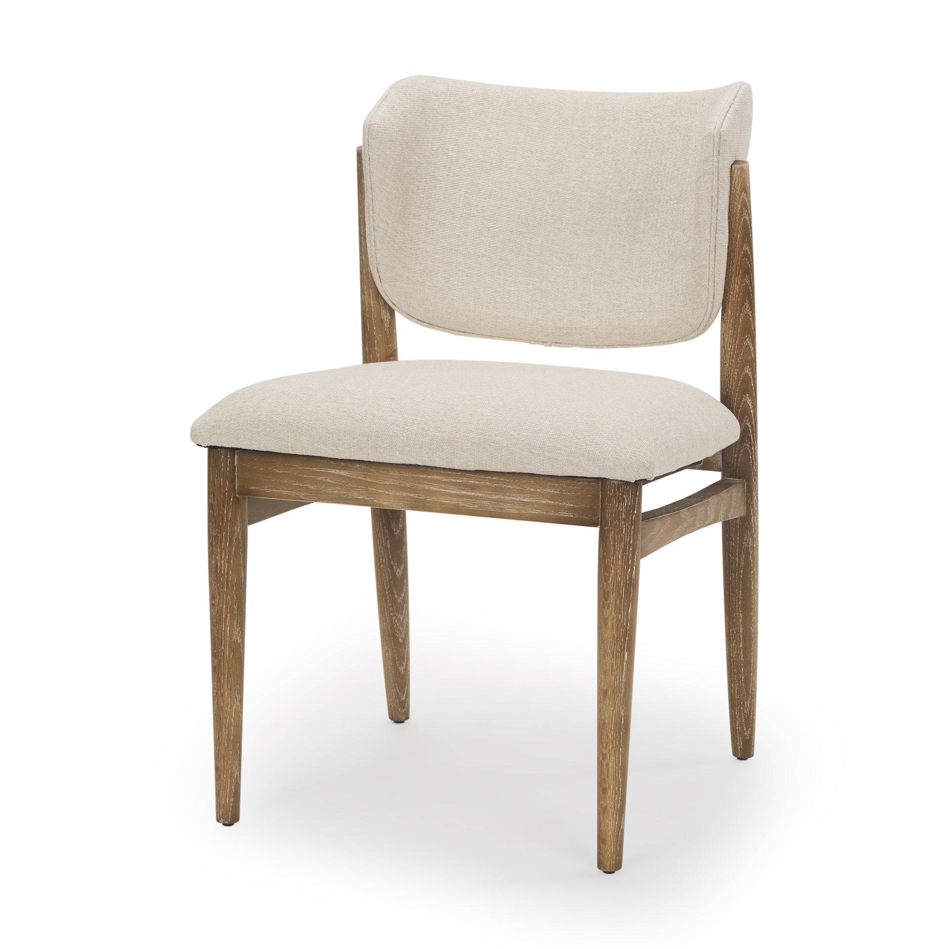 Cline Cream Fabric Upholstered and Light Brown Wood Dining Chair - Central Designs