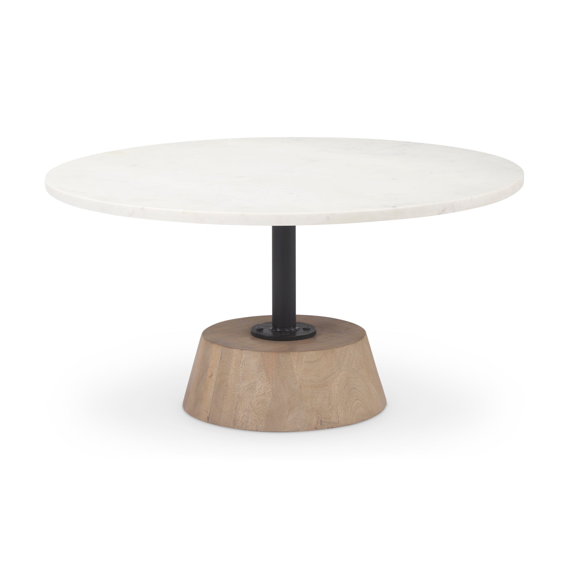 Maxwell Marble Top Pedestal Base Round Coffee Table - Central Designs