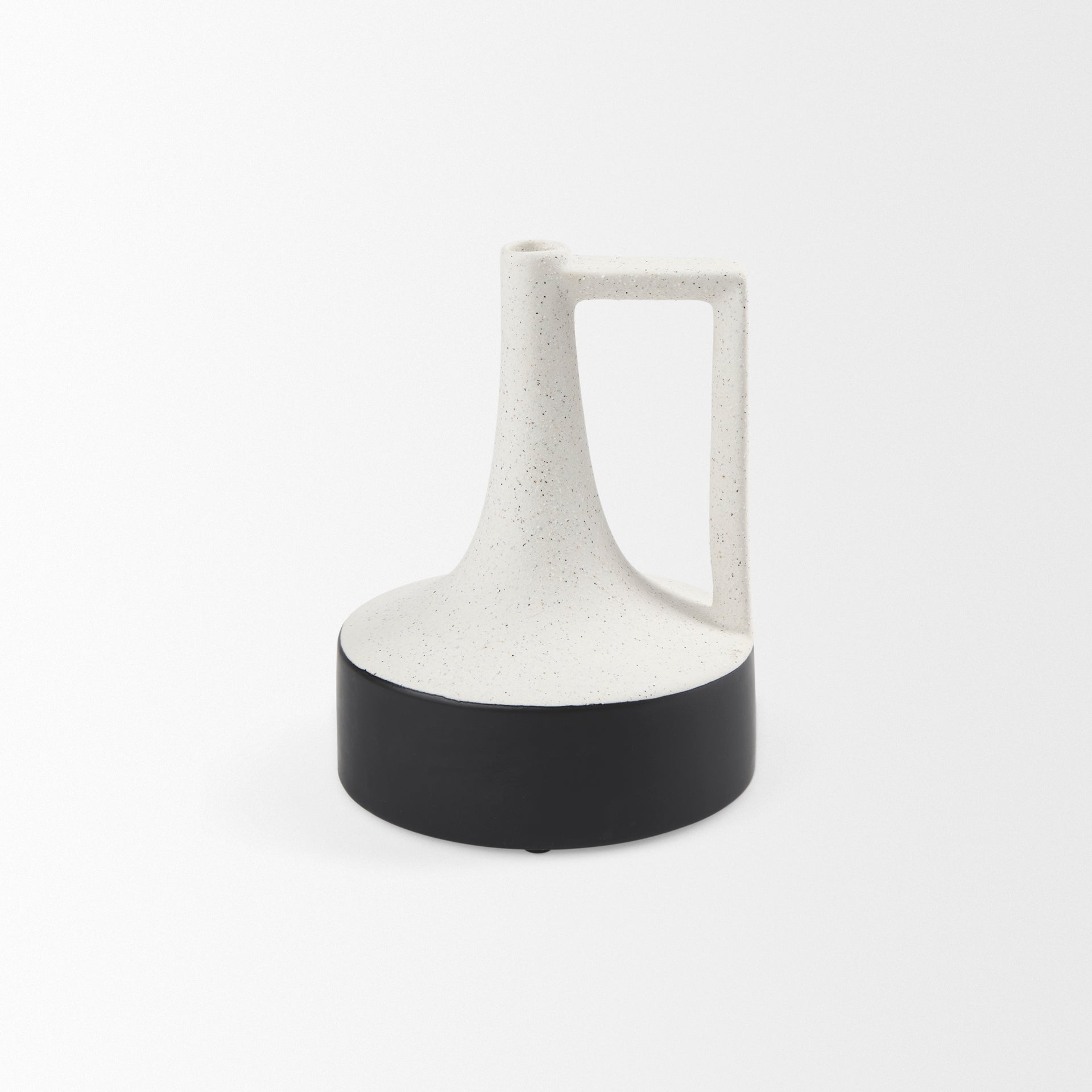 Burton 8.3H Small White and Black Ceramic Jug Vase - Central Designs