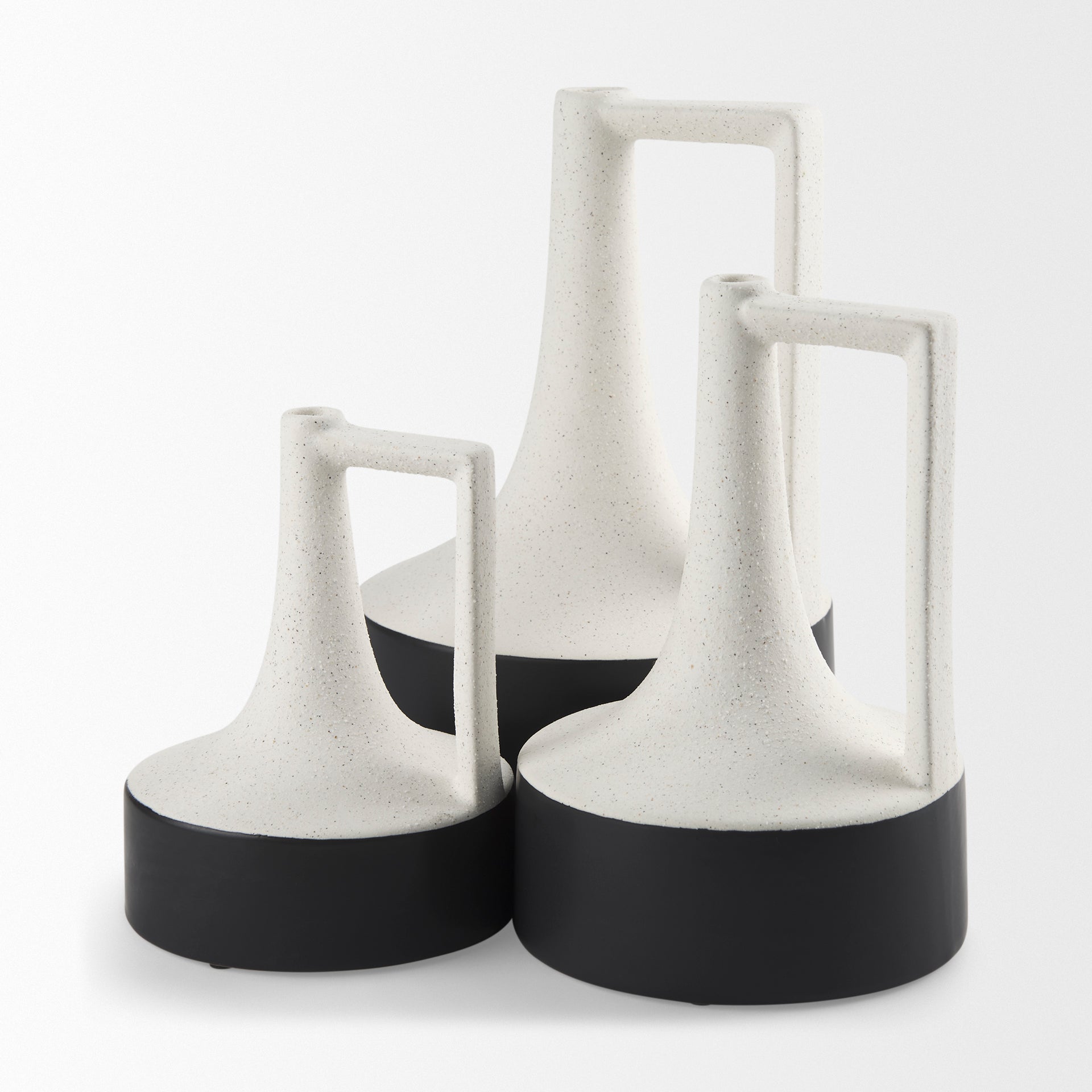Burton 8.3H Small White and Black Ceramic Jug Vase - Central Designs