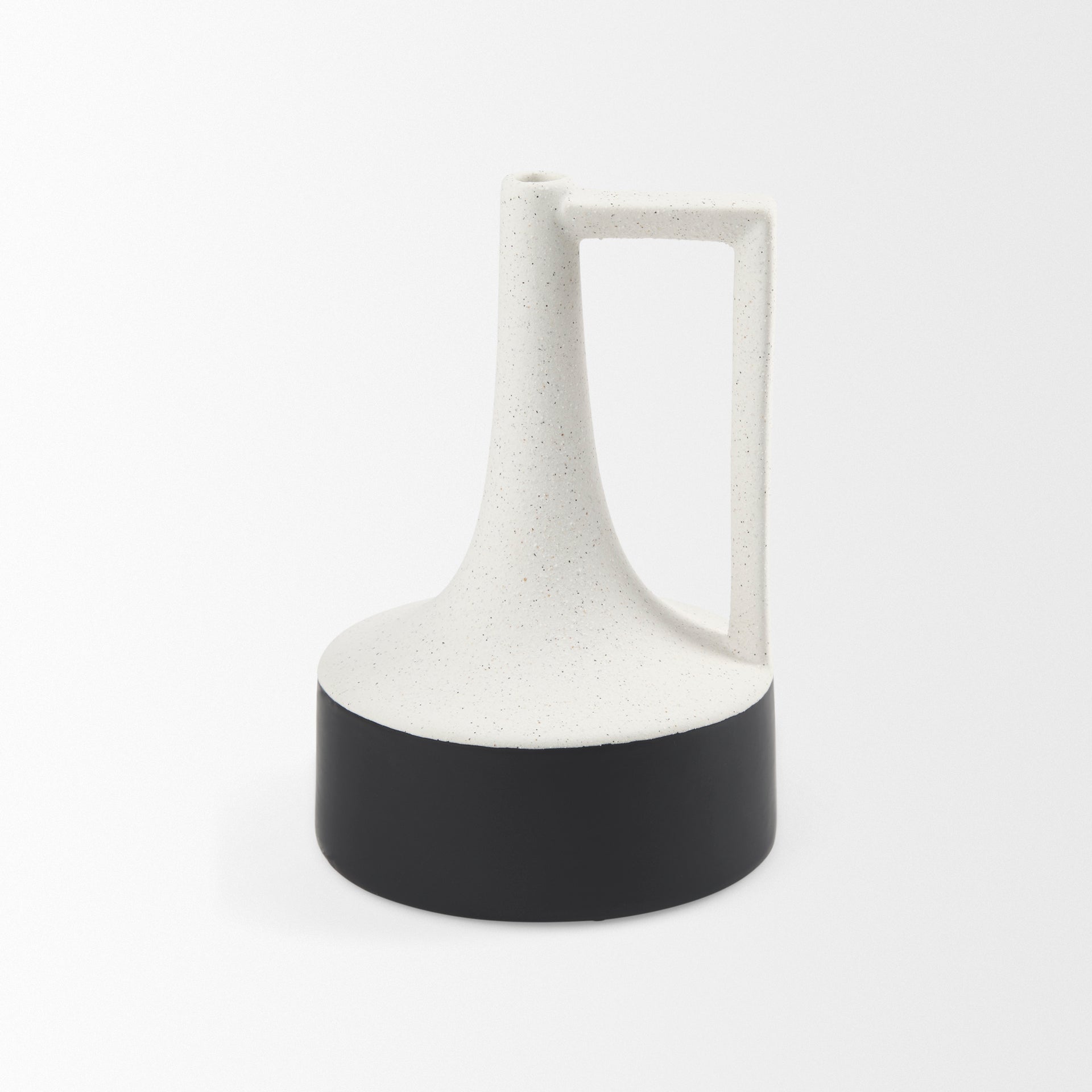 Burton 11.6H Medium White and Black Ceramic Jug Vase - Central Designs
