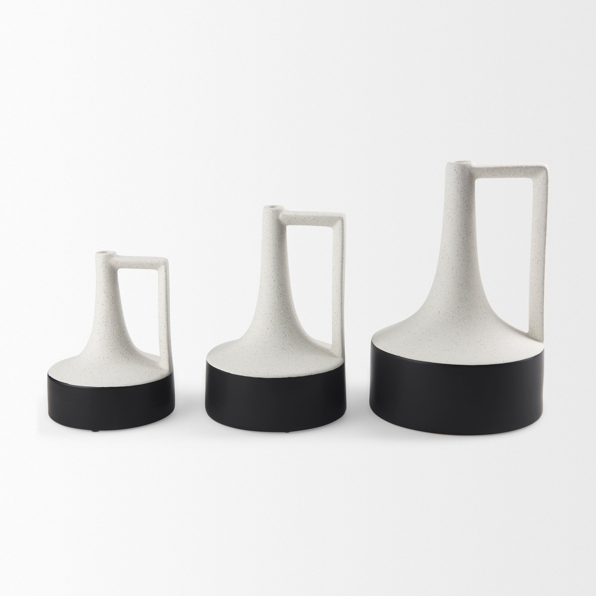 Burton 11.6H Medium White and Black Ceramic Jug Vase - Central Designs