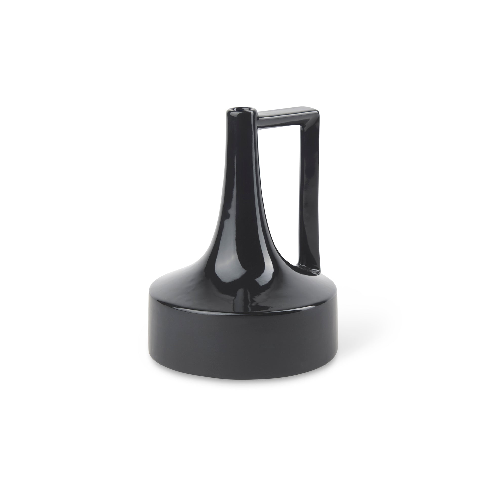 Burton 8.3H Small Glossy and Matte Black Ceramic Jug Vase - Central Designs