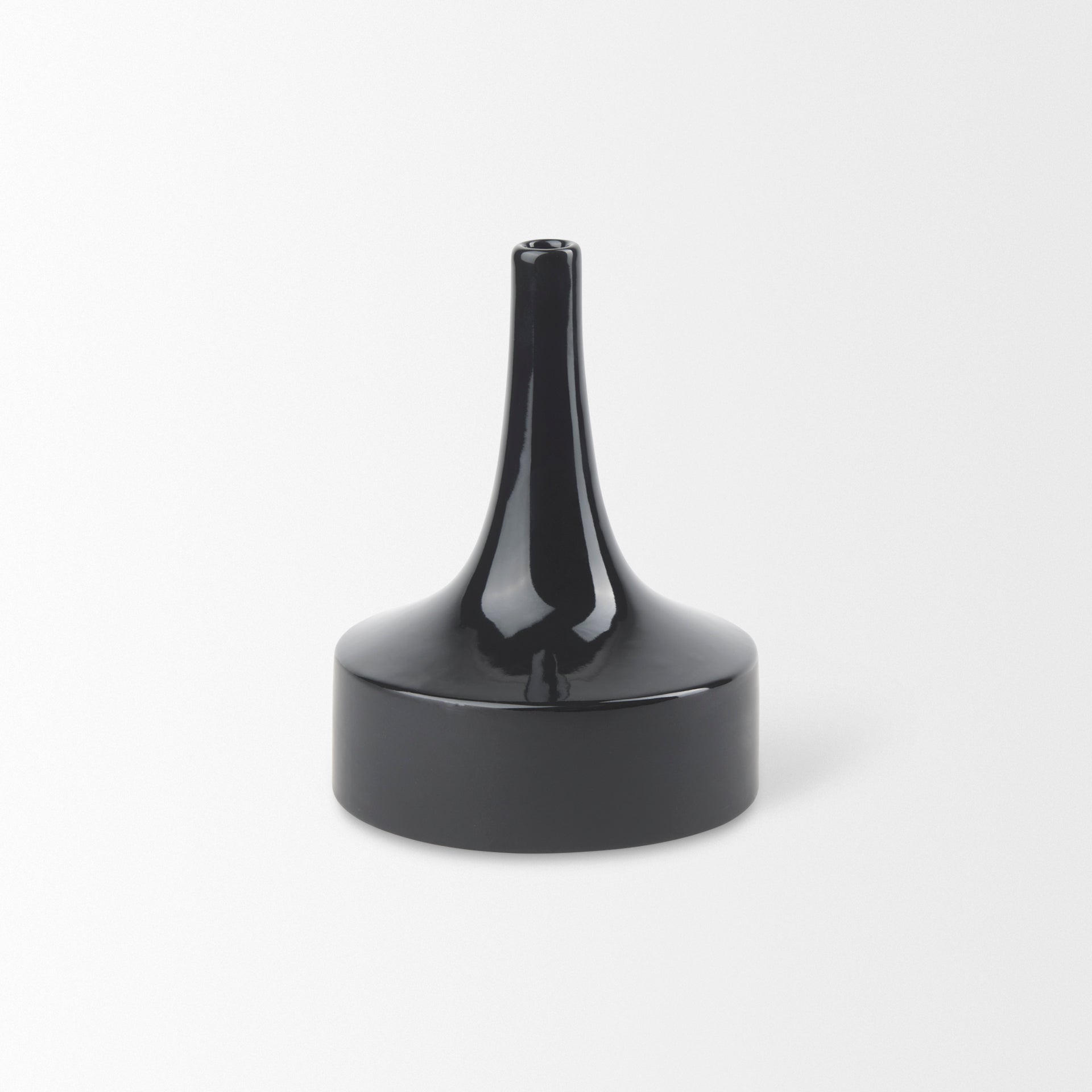 Burton 8.3H Small Glossy and Matte Black Ceramic Jug Vase - Central Designs