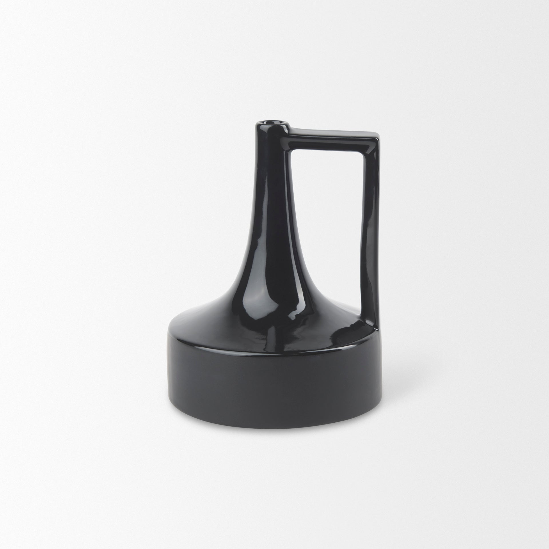 Burton 8.3H Small Glossy and Matte Black Ceramic Jug Vase - Central Designs