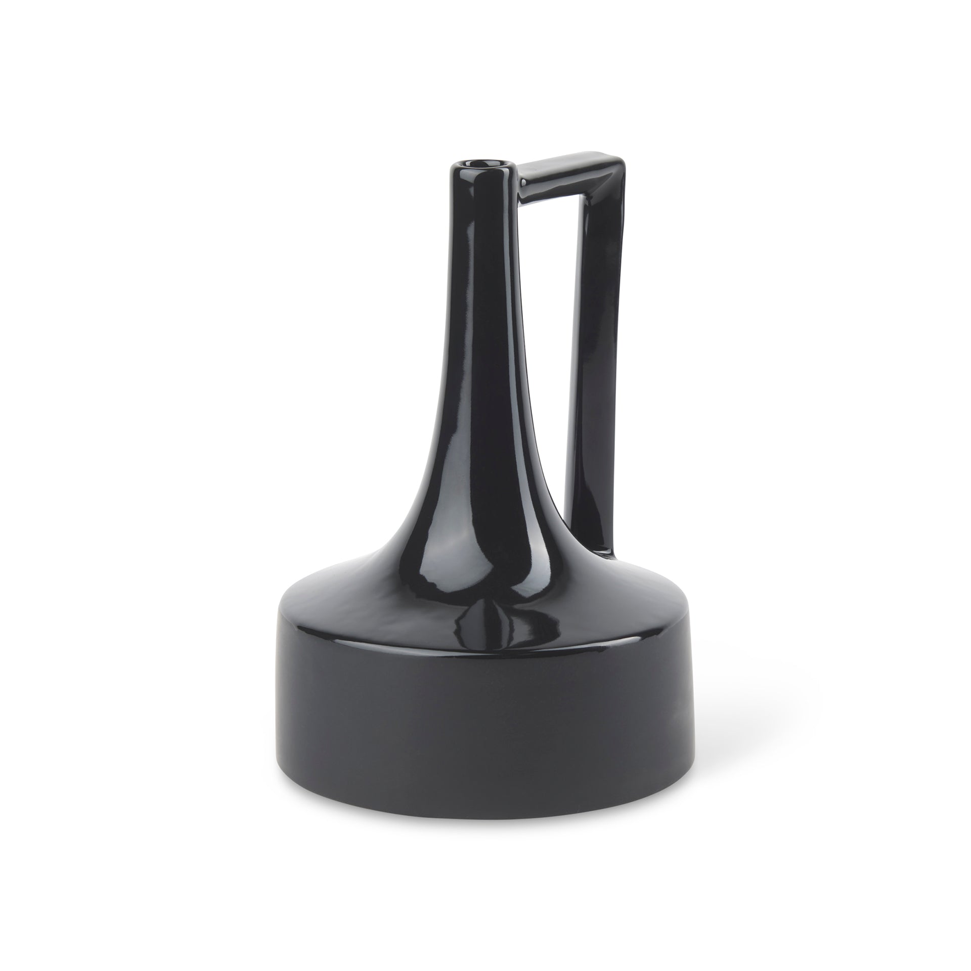 Burton 11.6H Medium Glossy and Matte Black Ceramic Jug Vase - Central Designs