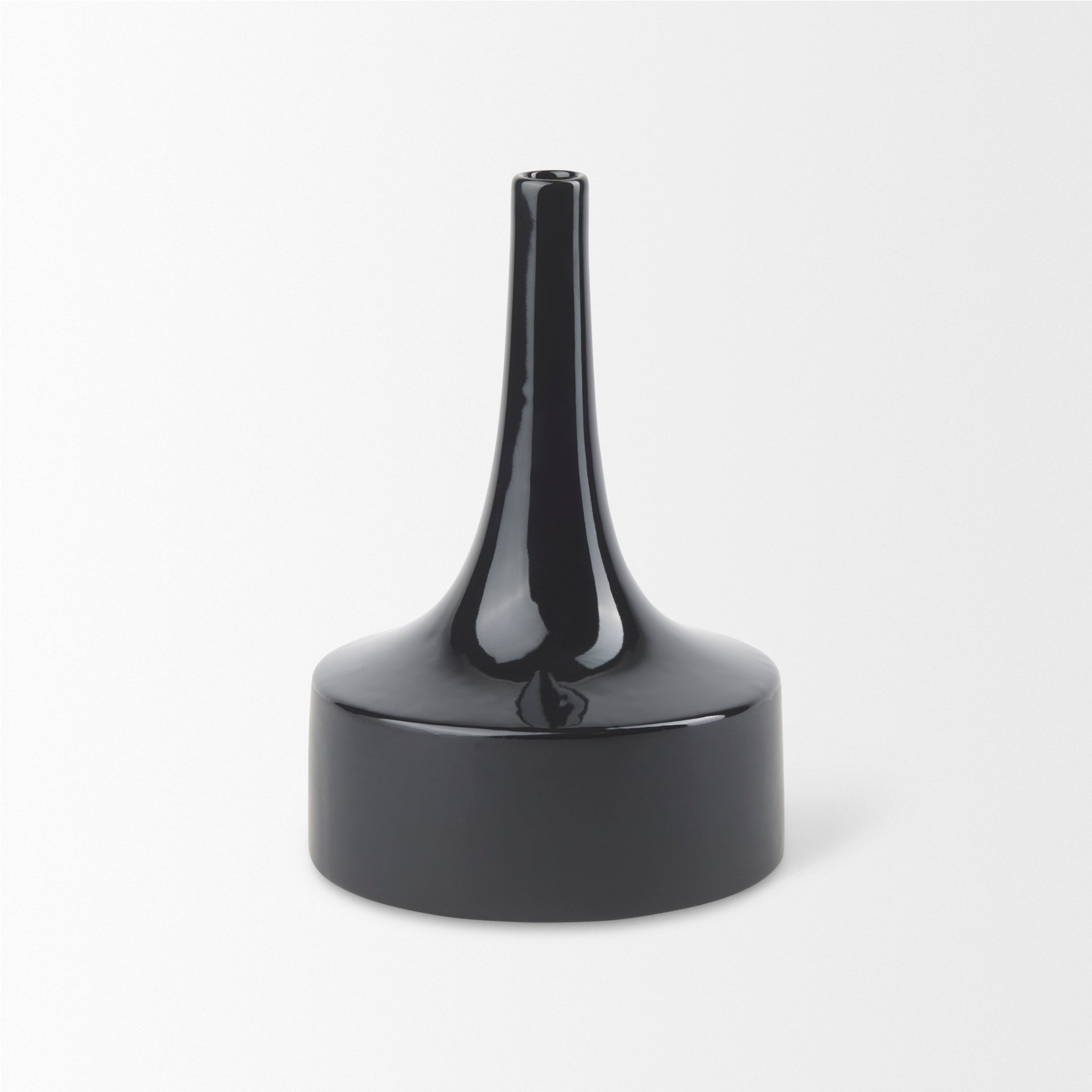 Burton 11.6H Medium Glossy and Matte Black Ceramic Jug Vase - Central Designs