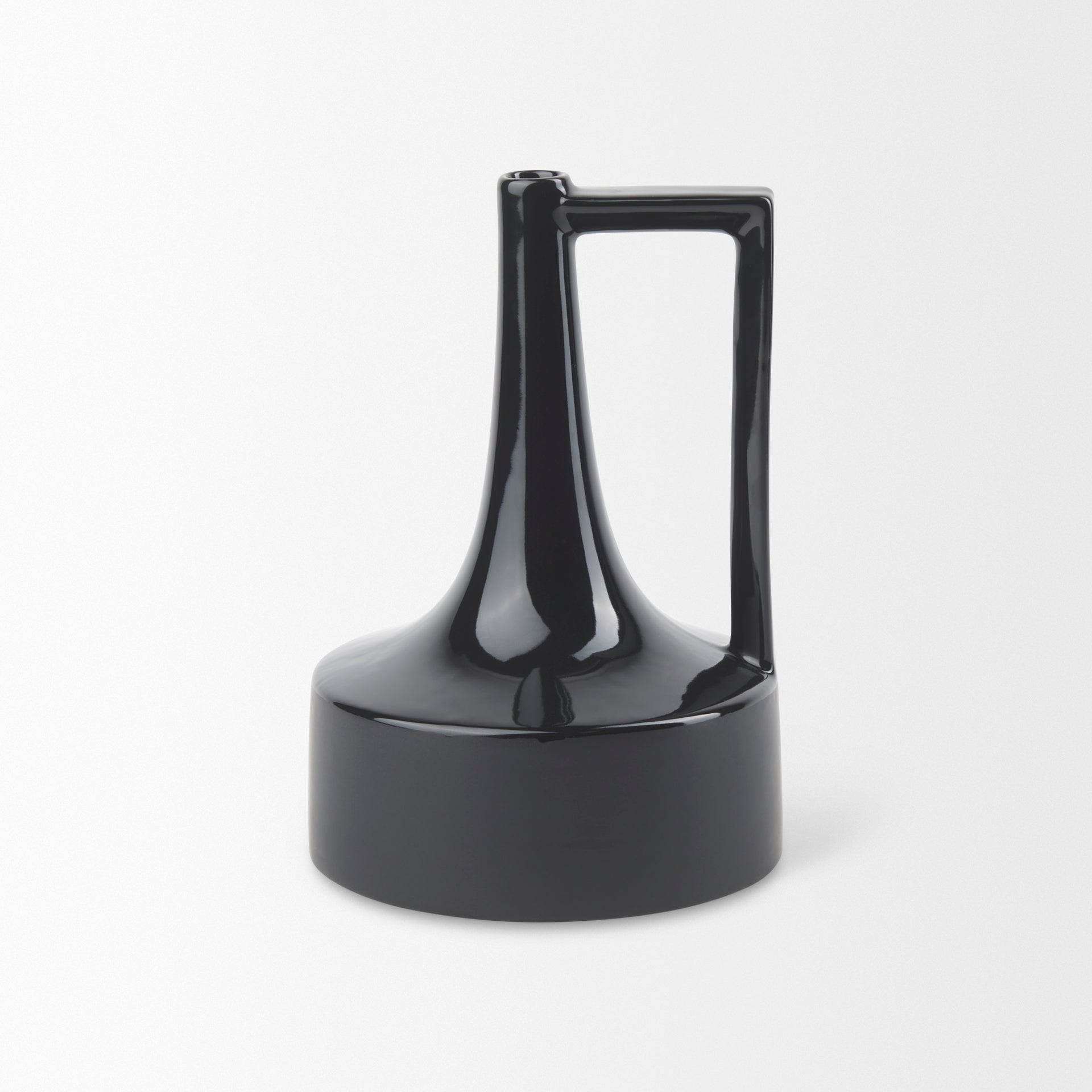 Burton 11.6H Medium Glossy and Matte Black Ceramic Jug Vase - Central Designs