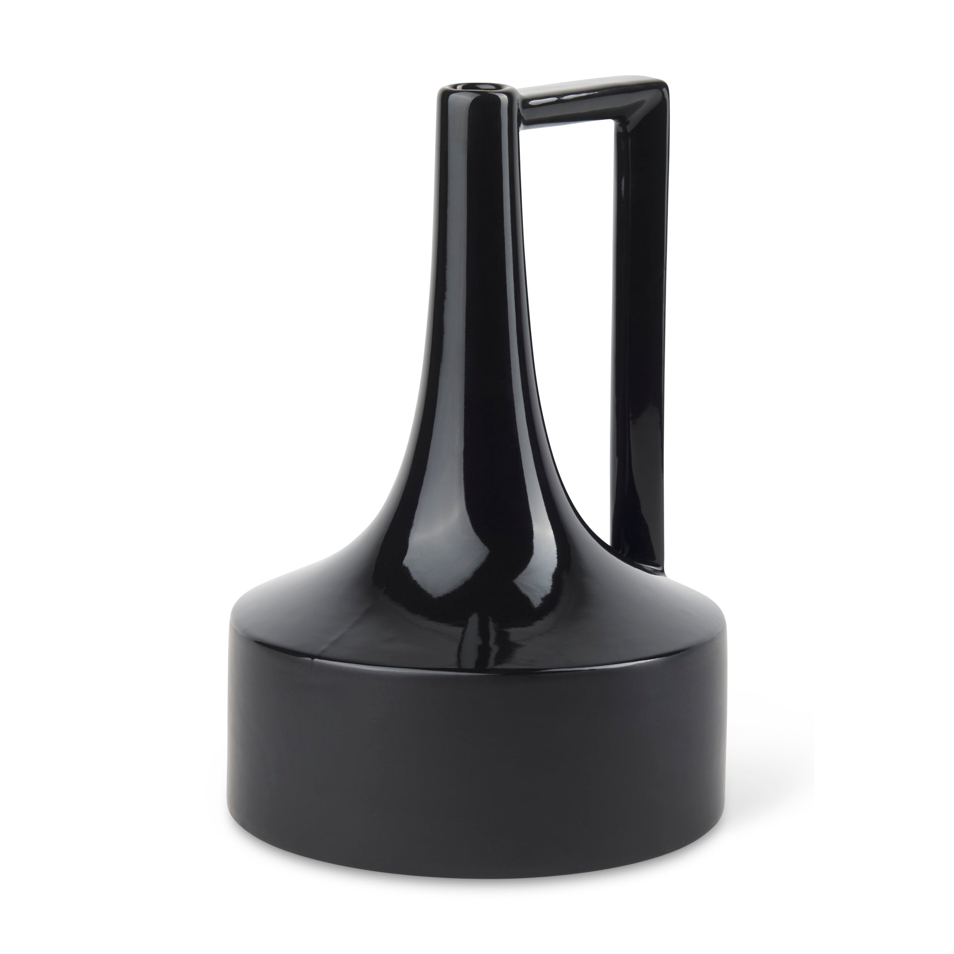 Burton 13.1H Large Glossy and Matte Black Ceramic Jug Vase - Central Designs