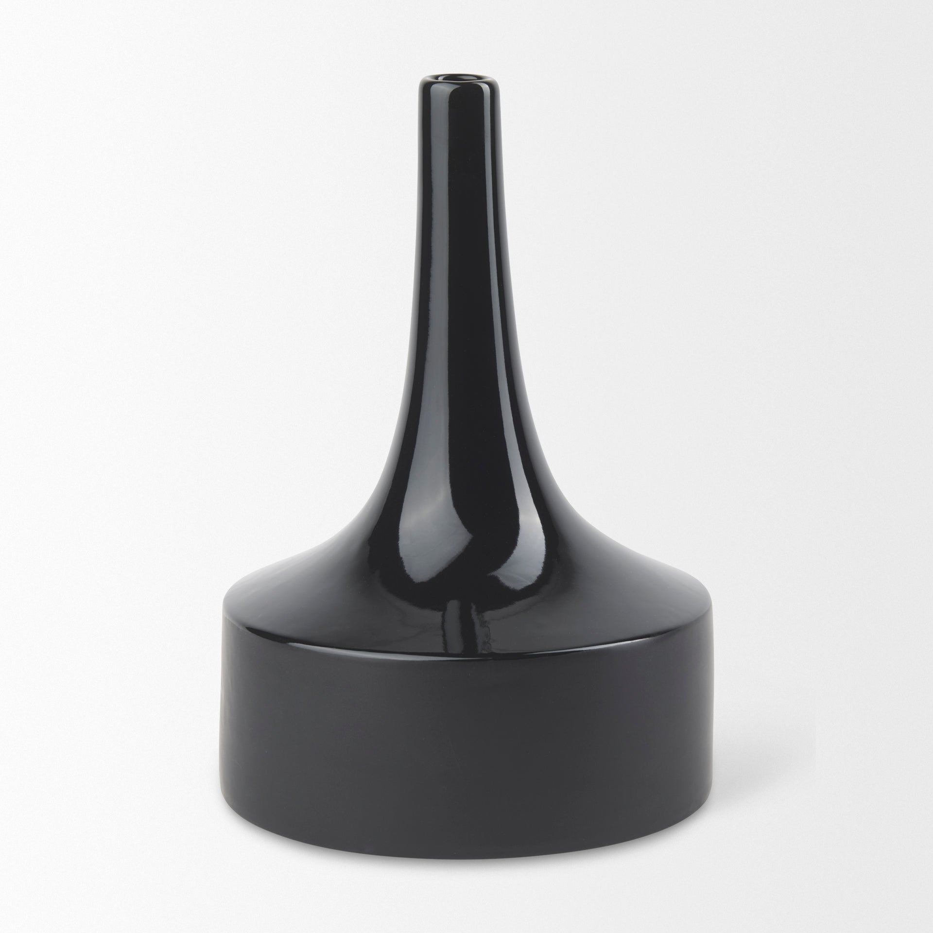 Burton 13.1H Large Glossy and Matte Black Ceramic Jug Vase - Central Designs