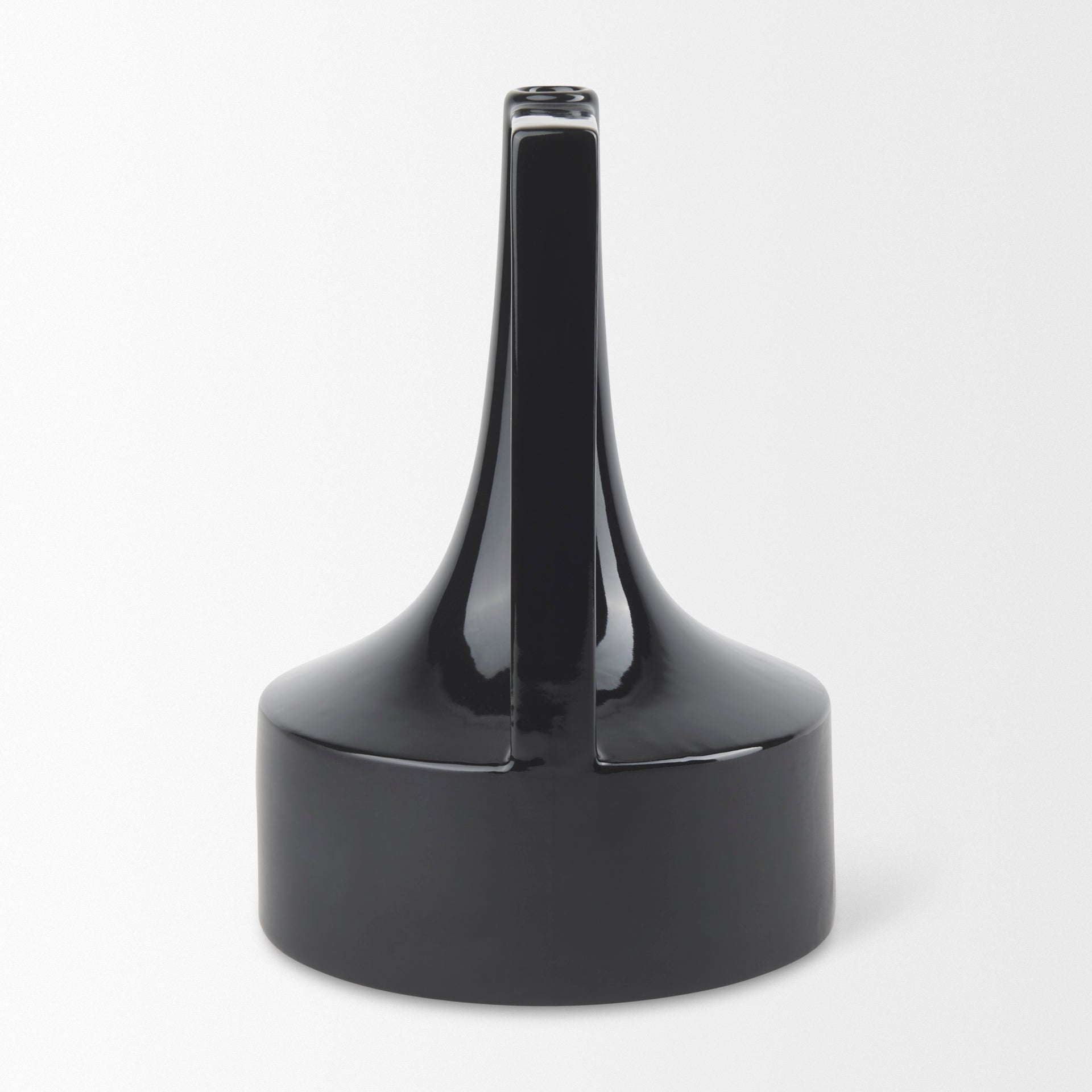 Burton 13.1H Large Glossy and Matte Black Ceramic Jug Vase - Central Designs