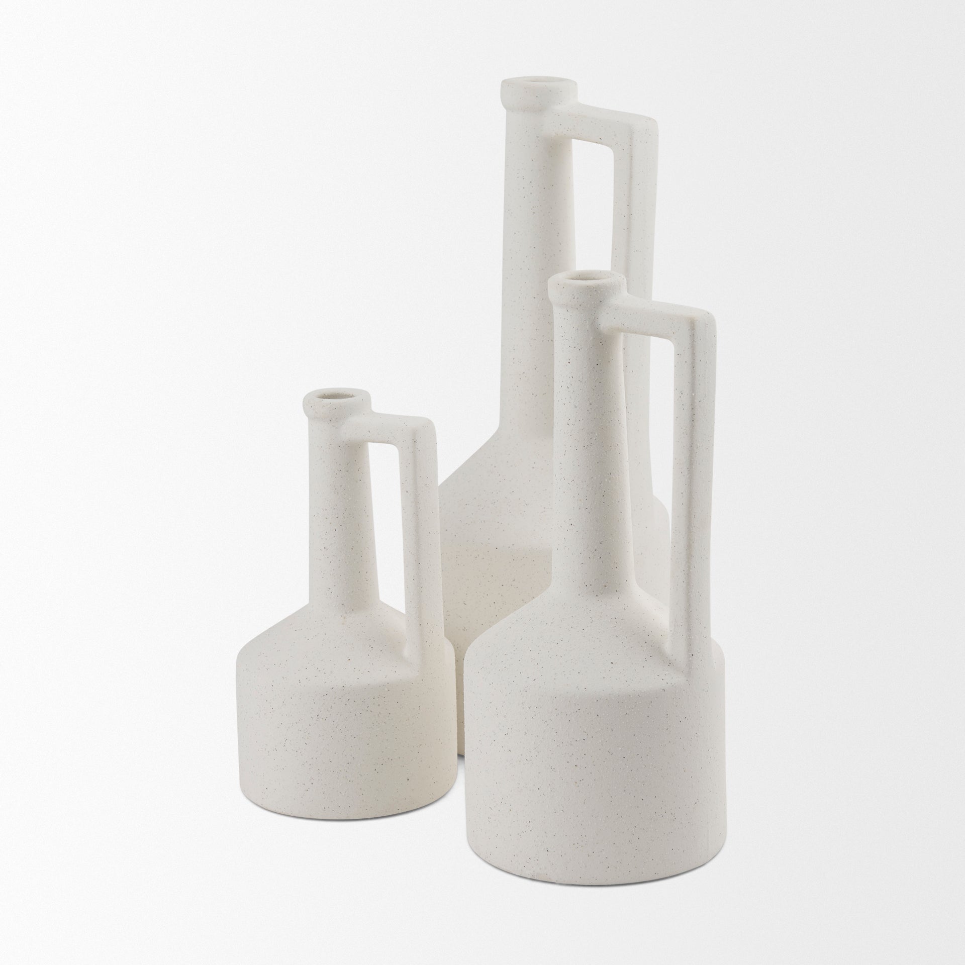 Burton 10.8H Small White Ceramic Jug Vase - Central Designs