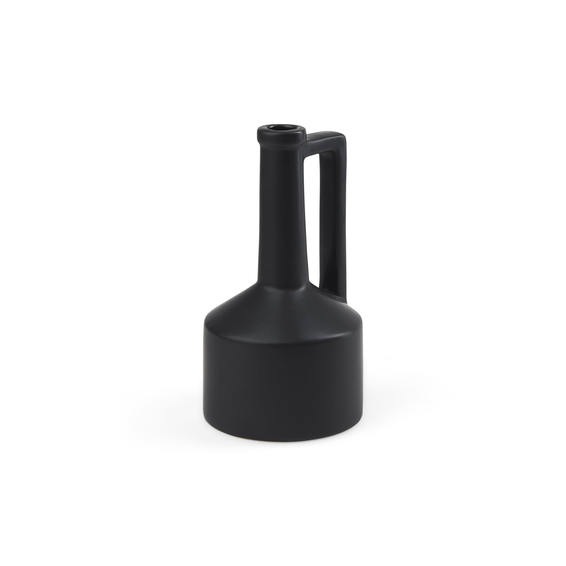 Burton 10.8H Small Matte Black Ceramic Jug Vase - Central Designs