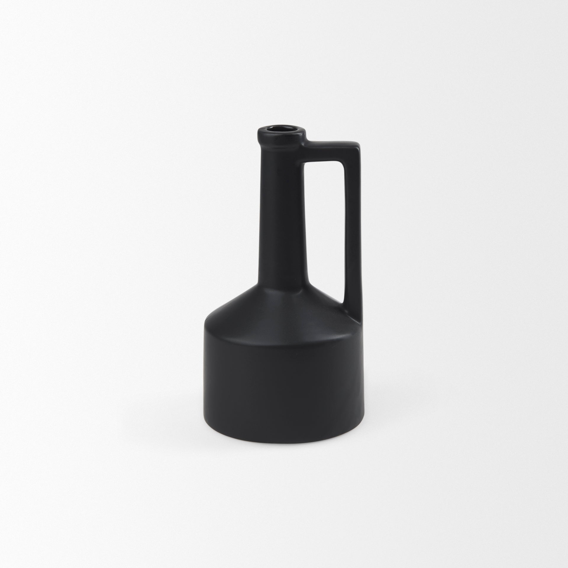 Burton 10.8H Small Matte Black Ceramic Jug Vase - Central Designs