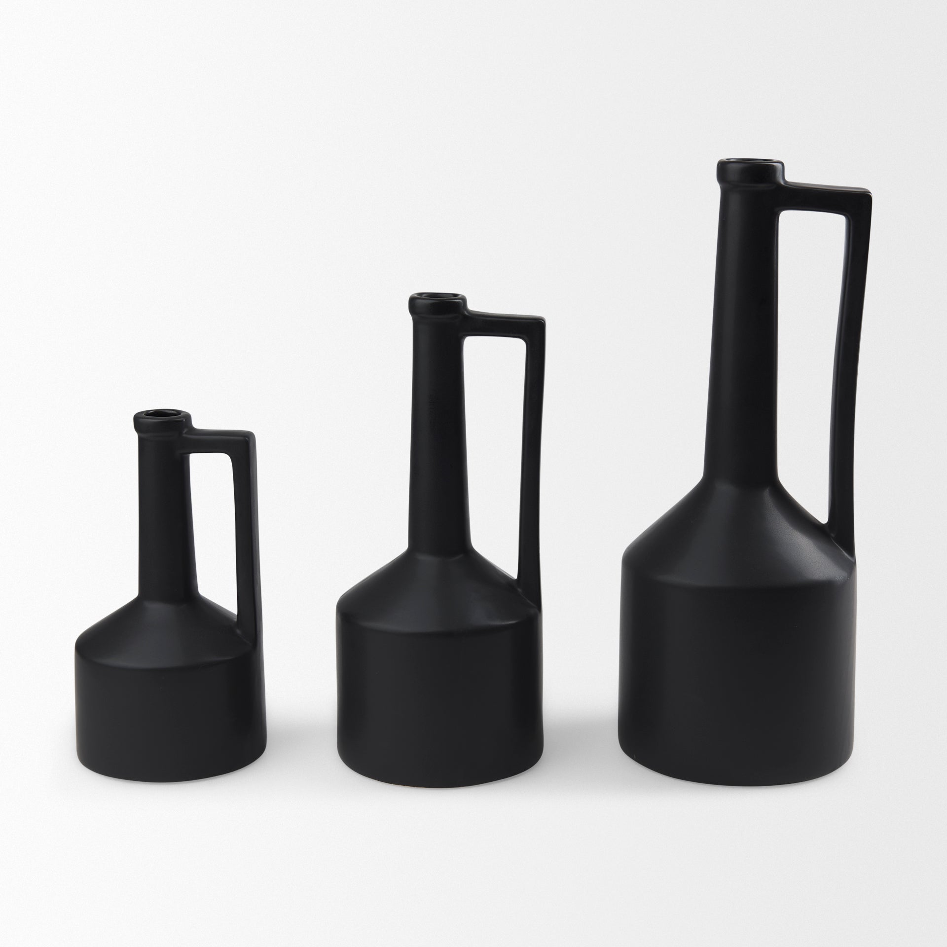 Burton 10.8H Small Matte Black Ceramic Jug Vase - Central Designs