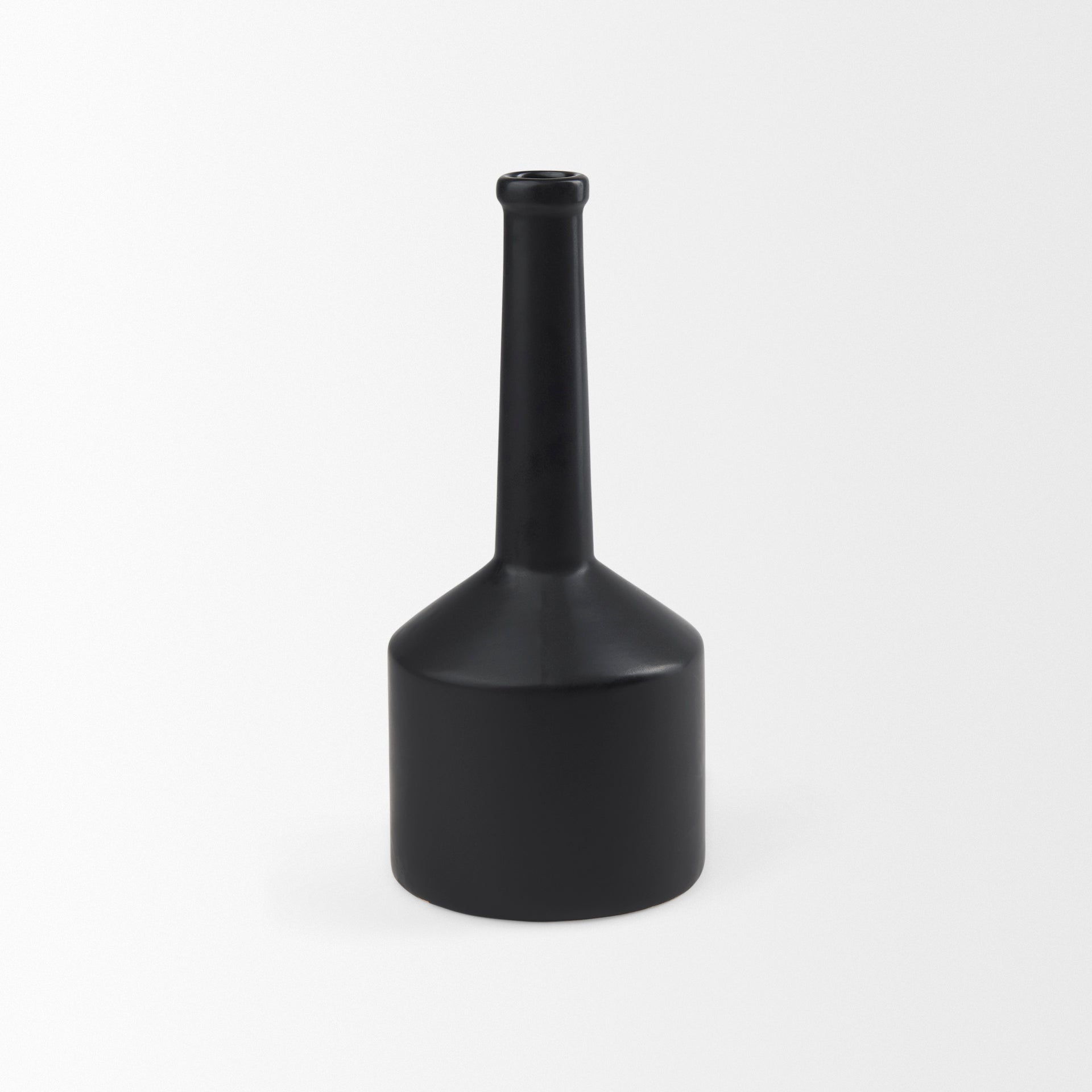 Burton 14.2H Medium Matte Black Ceramic Jug Vase - Central Designs