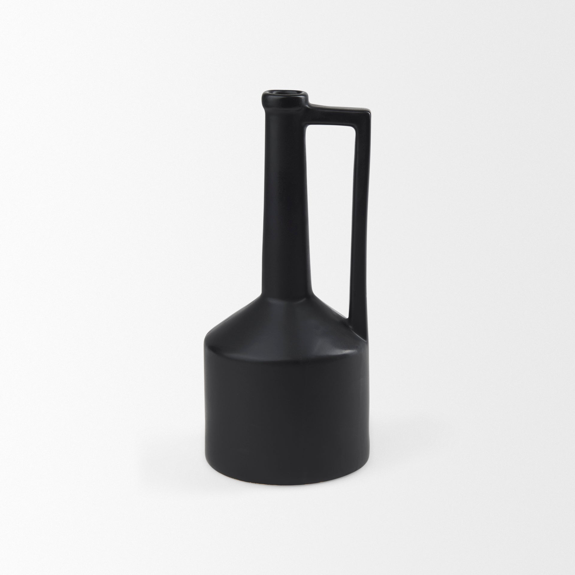 Burton 14.2H Medium Matte Black Ceramic Jug Vase - Central Designs
