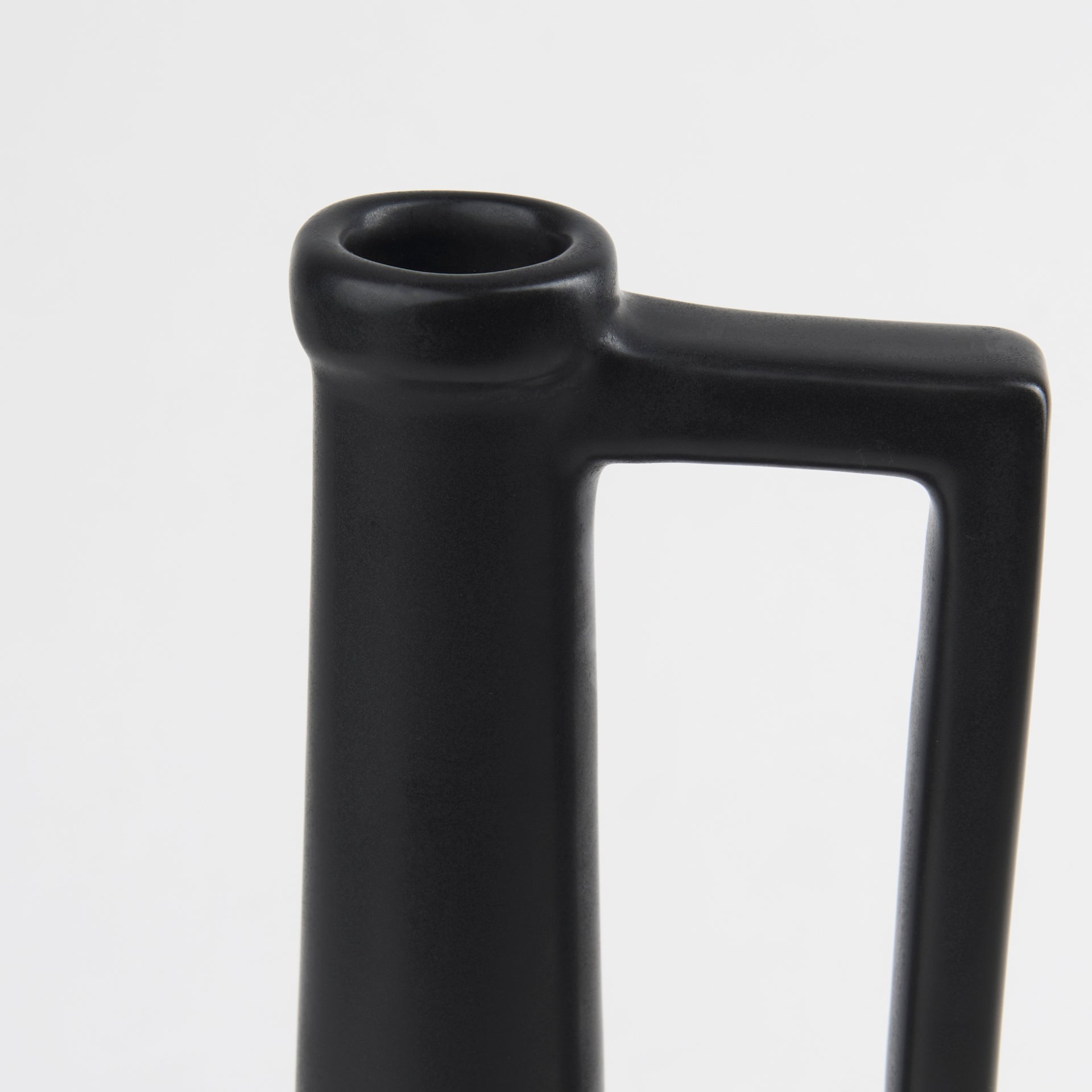 Burton 14.2H Medium Matte Black Ceramic Jug Vase - Central Designs