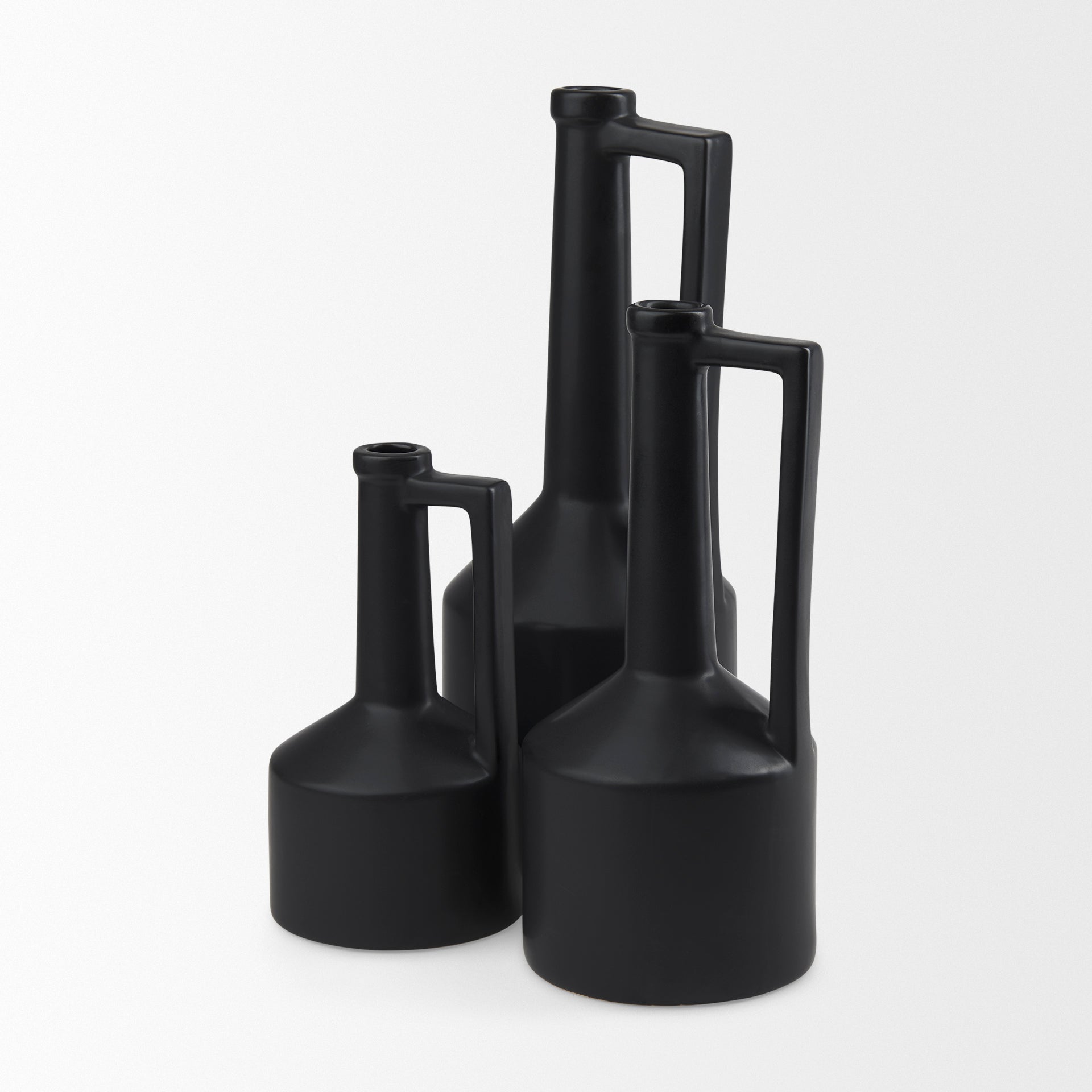 Burton 14.2H Medium Matte Black Ceramic Jug Vase - Central Designs