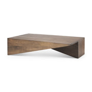 West 55L x 32W x 14H Medium Brown Wooden Angled Coffee Table - Central Designs