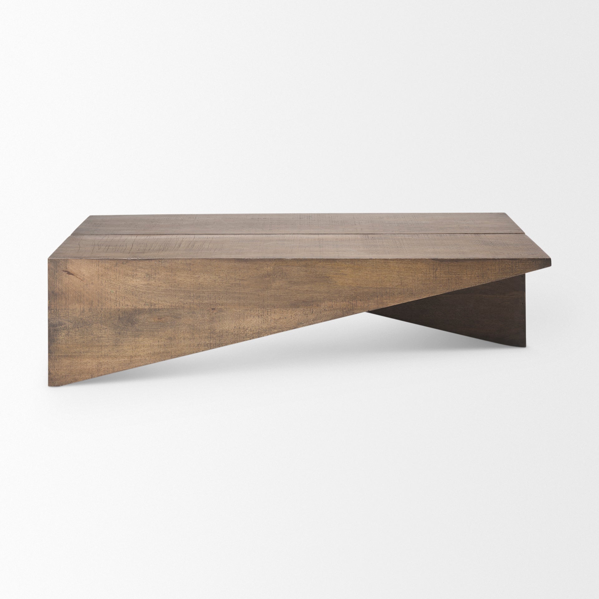West 55L x 32W x 14H Medium Brown Wooden Angled Coffee Table - Central Designs