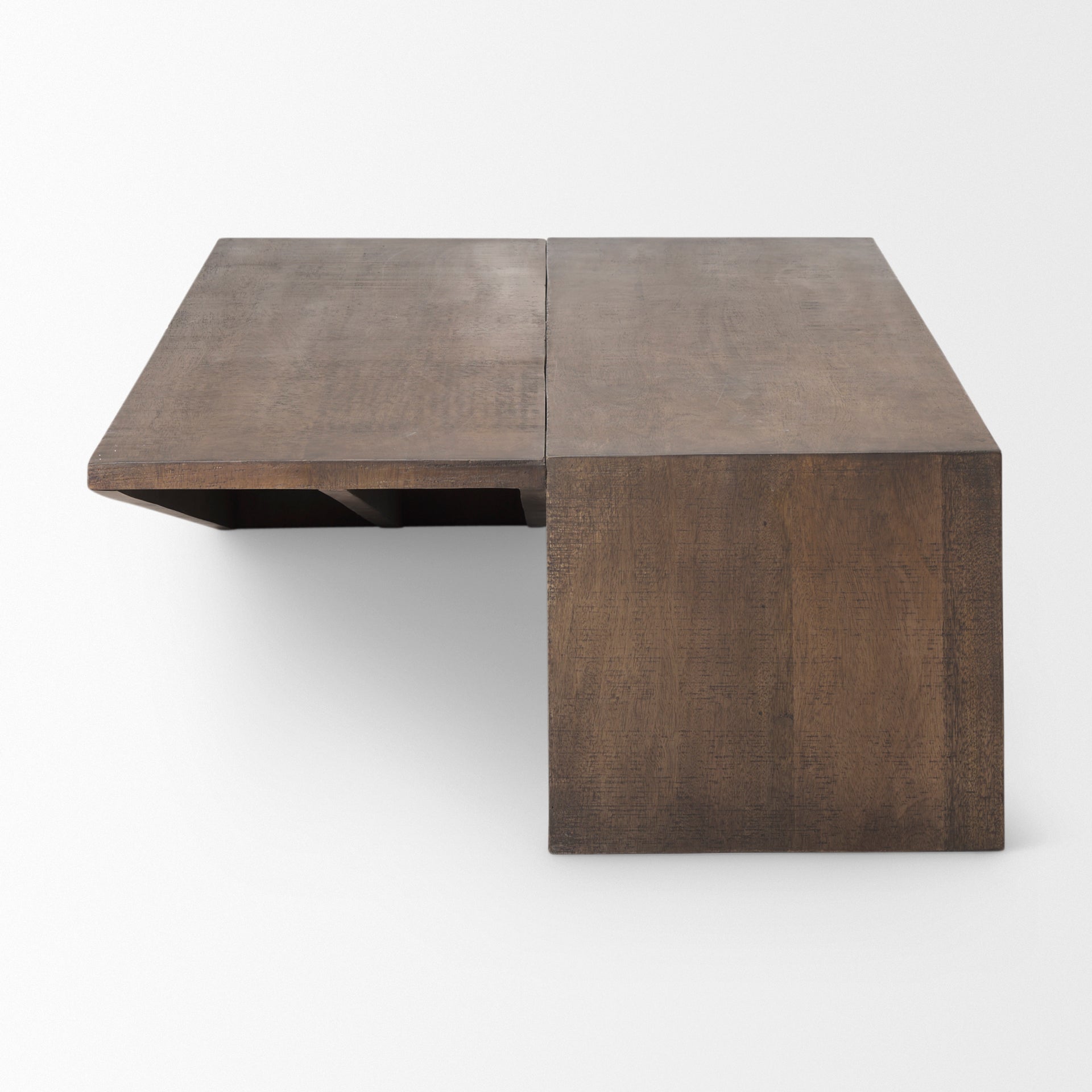 West 55L x 32W x 14H Medium Brown Wooden Angled Coffee Table - Central Designs