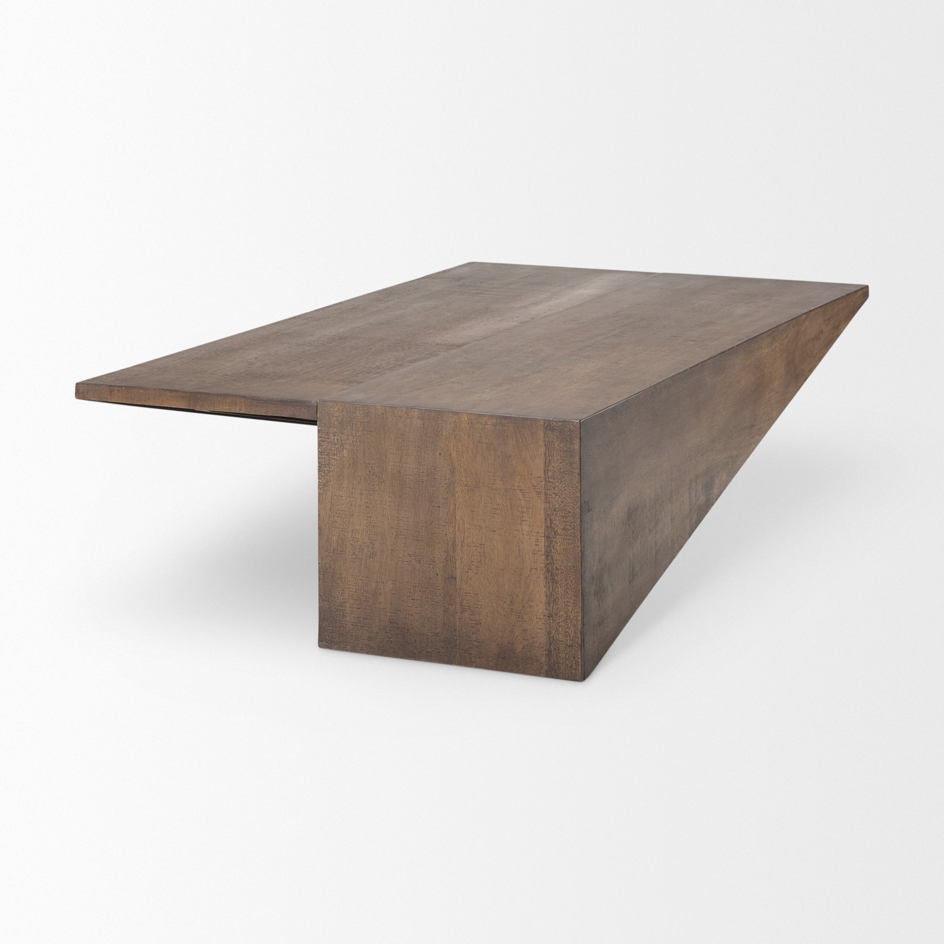 West 55L x 32W x 14H Medium Brown Wooden Angled Coffee Table - Central Designs