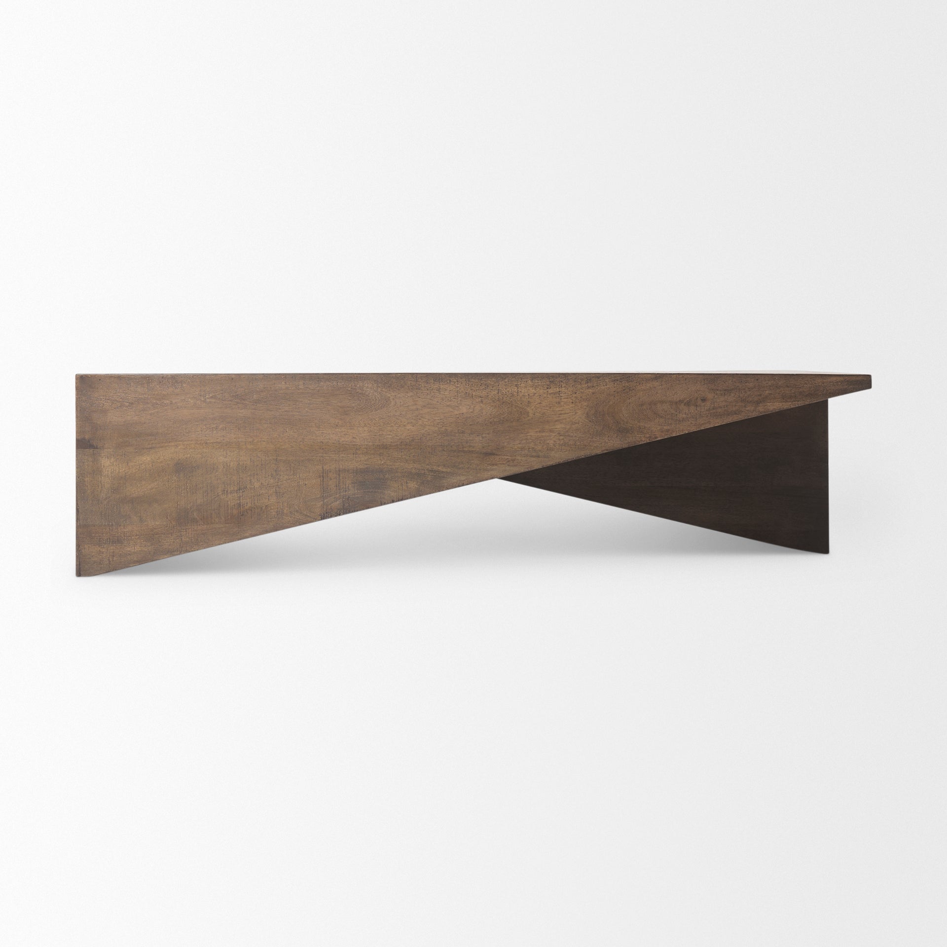 West 55L x 32W x 14H Medium Brown Wooden Angled Coffee Table - Central Designs