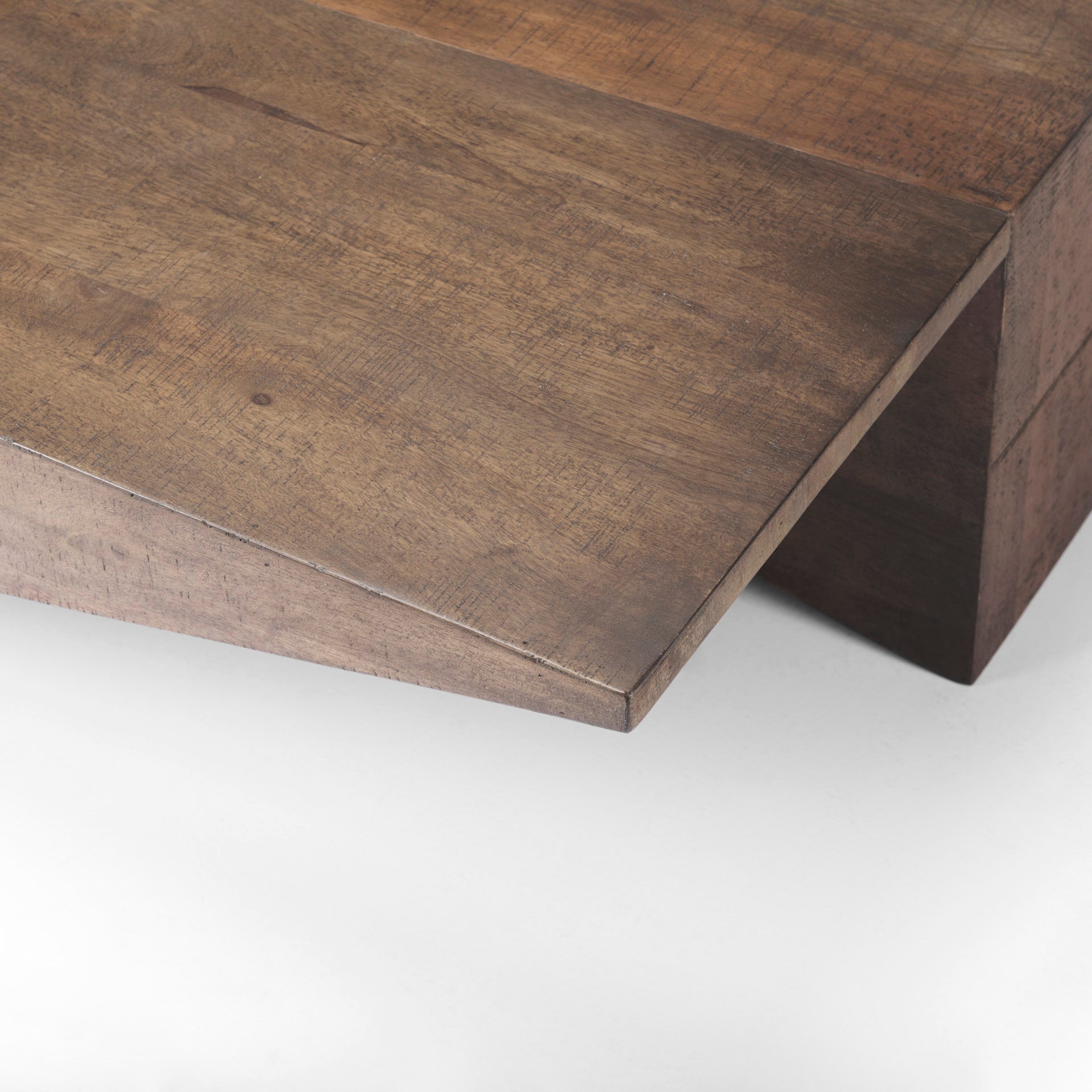 West 55L x 32W x 14H Medium Brown Wooden Angled Coffee Table - Central Designs