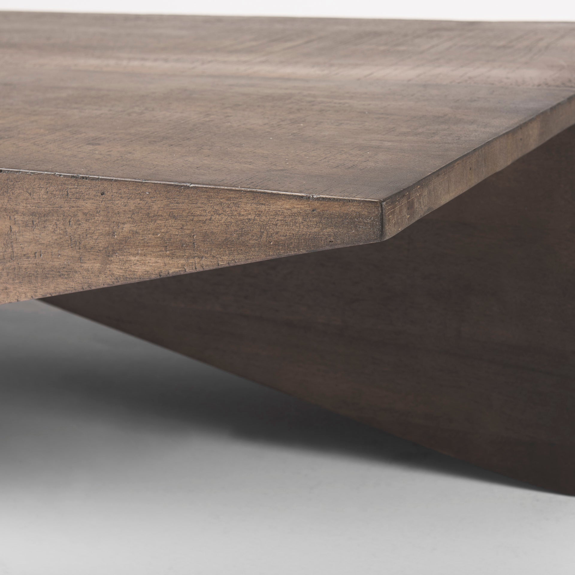 West 55L x 32W x 14H Medium Brown Wooden Angled Coffee Table - Central Designs