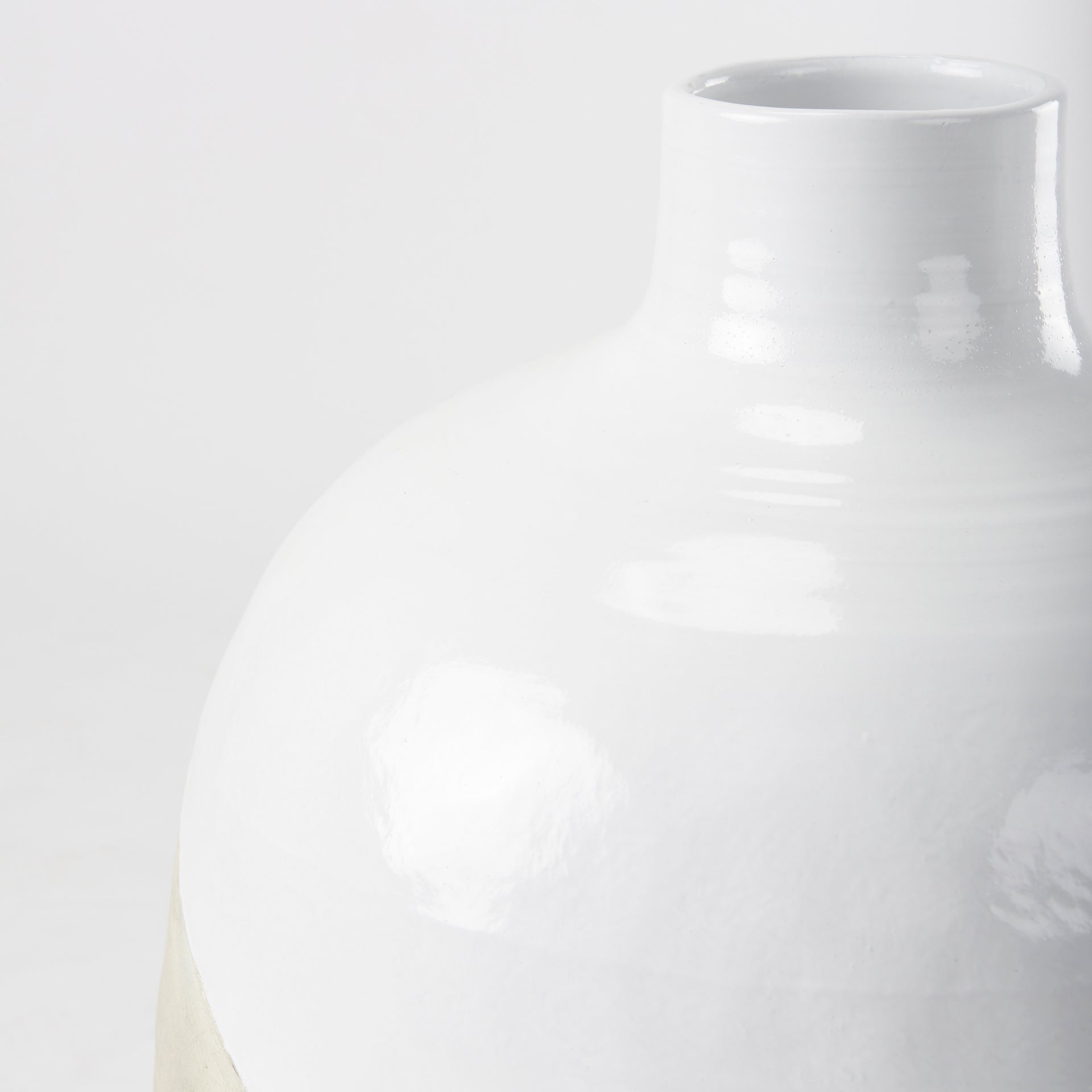 Amos 18.5L x 18.5W x 24.4H White and Dark Beige Color Blocked Ceramic Floor Vase - Central Designs