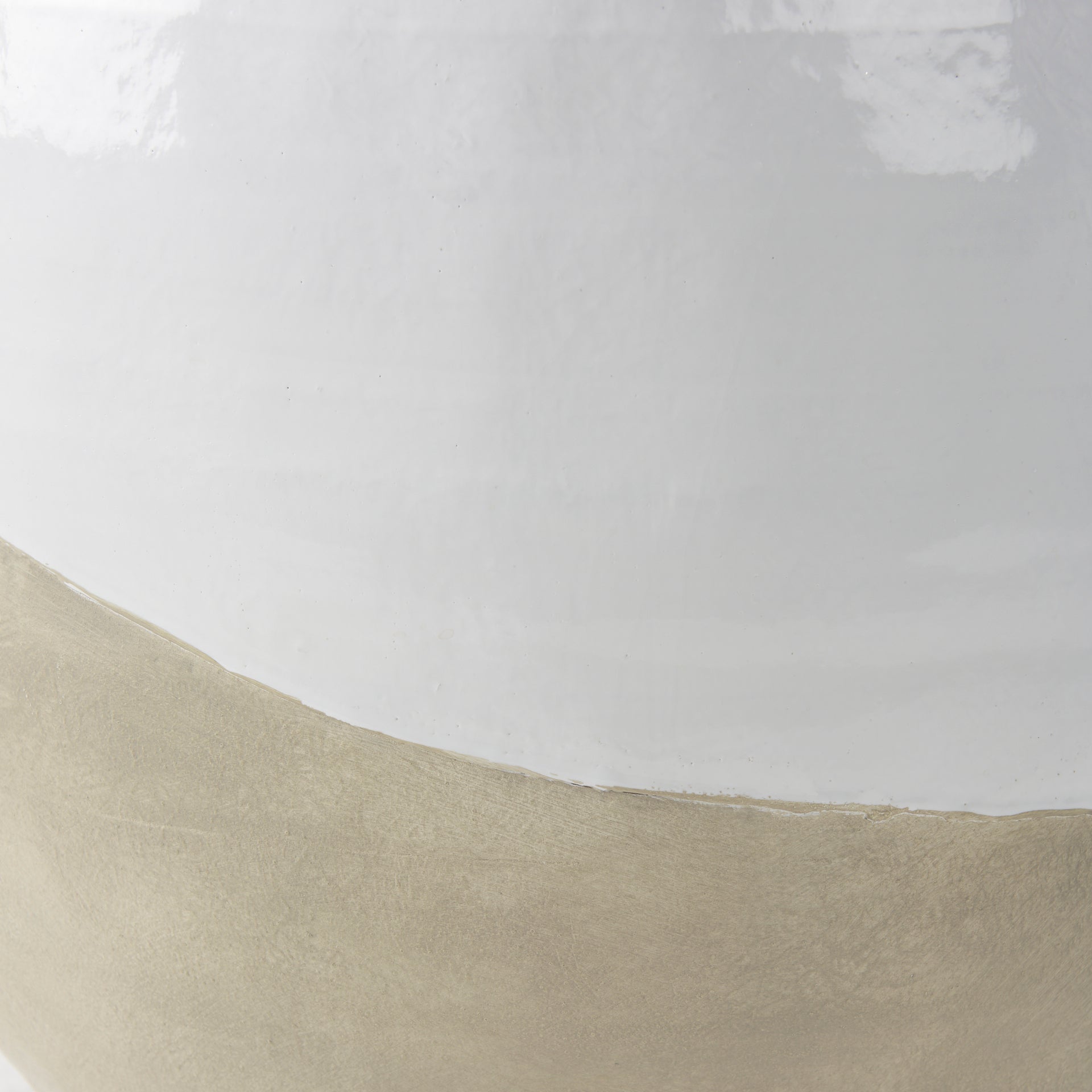 Amos 18.5L x 18.5W x 24.4H White and Dark Beige Color Blocked Ceramic Floor Vase - Central Designs