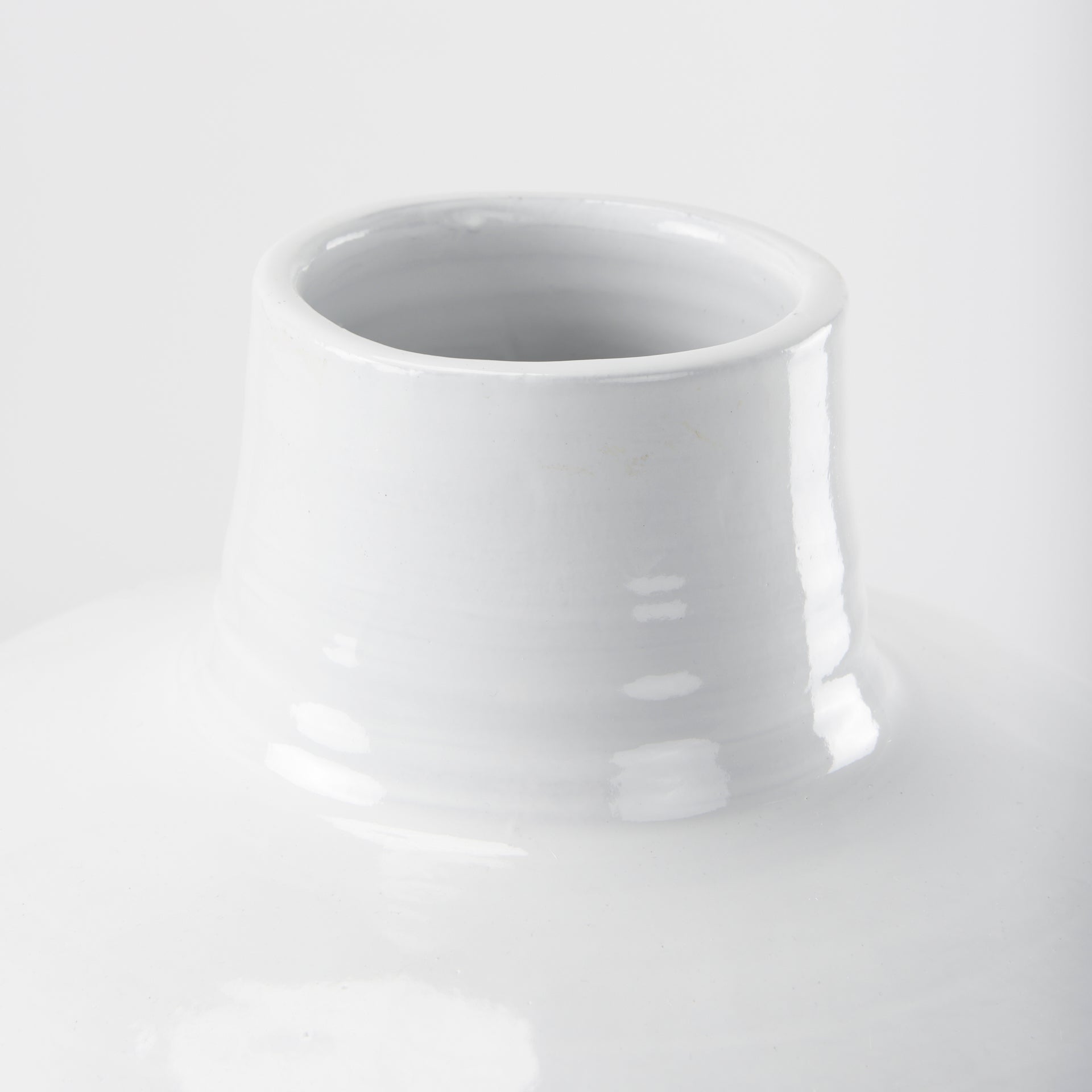 Amos 20.5L x 20.5W x 31.9H White and Dark Beige Color Blocked Ceramic Floor Vase - Central Designs