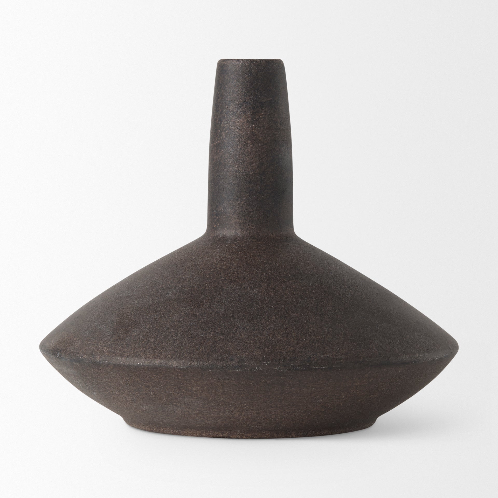 Rylee 6.9H Dark Brown Ceramic Vase - Central Designs