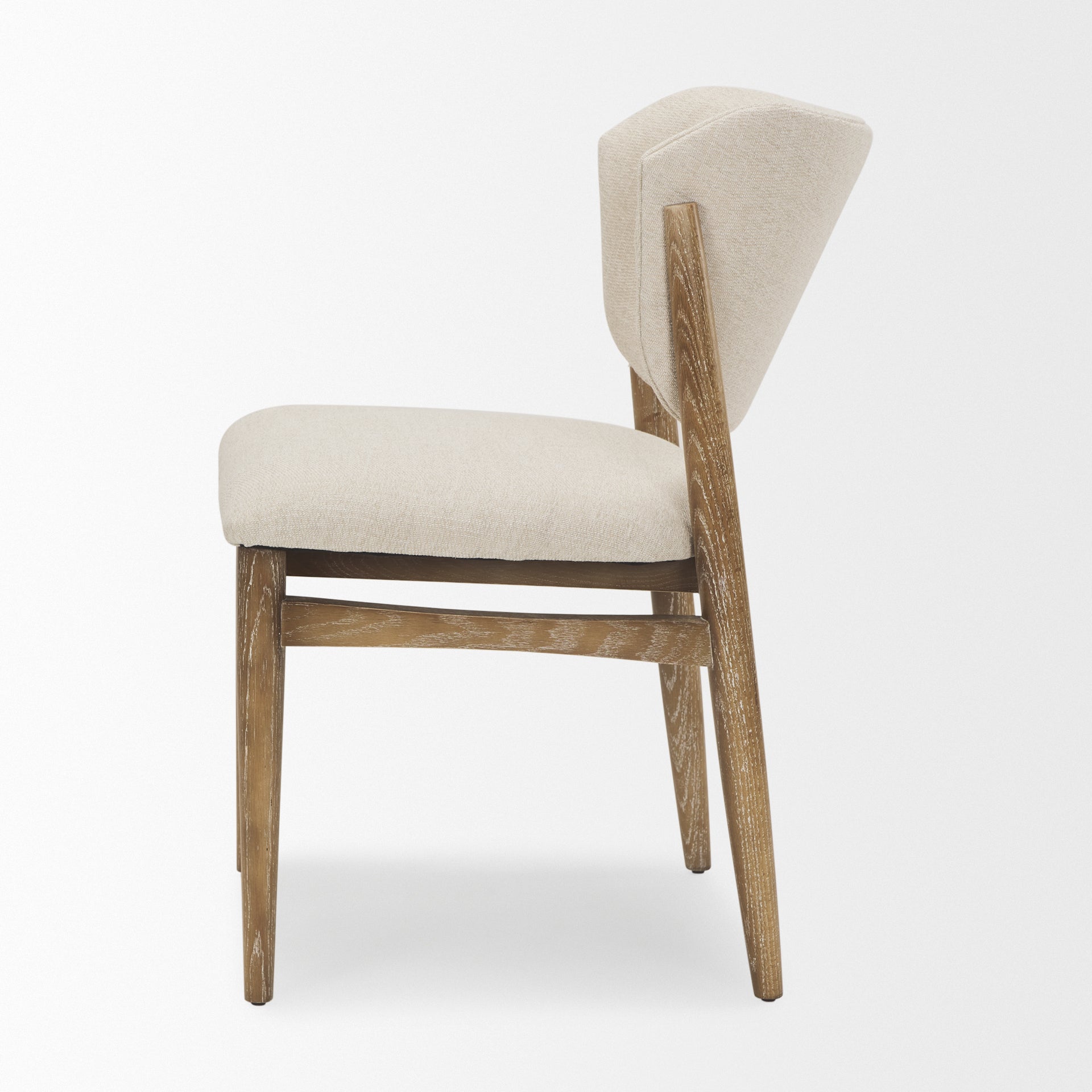 Cline Cream Fabric Upholstered and Light Brown Wood Dining Chair - Central Designs