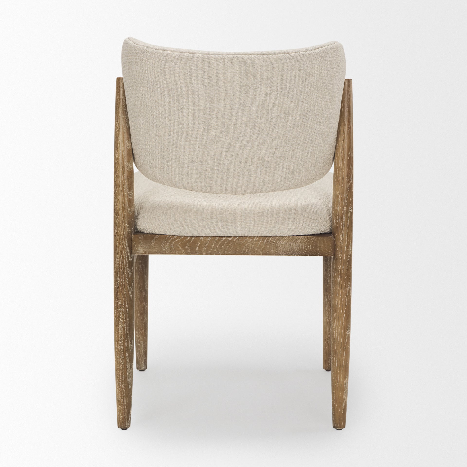 Cline Cream Fabric Upholstered and Light Brown Wood Dining Chair - Central Designs