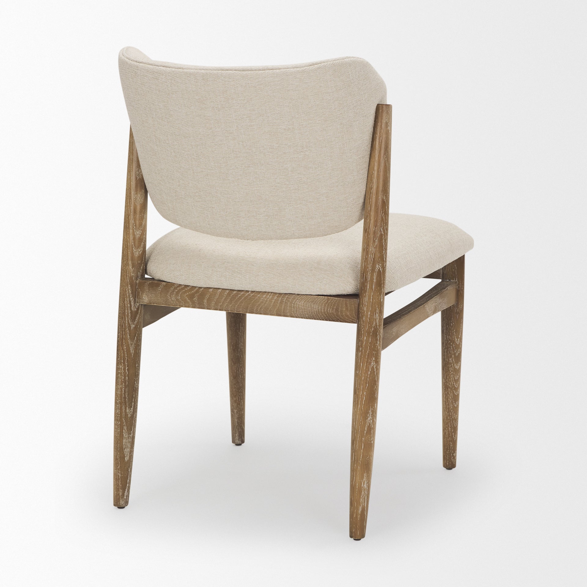 Cline Cream Fabric Upholstered and Light Brown Wood Dining Chair - Central Designs