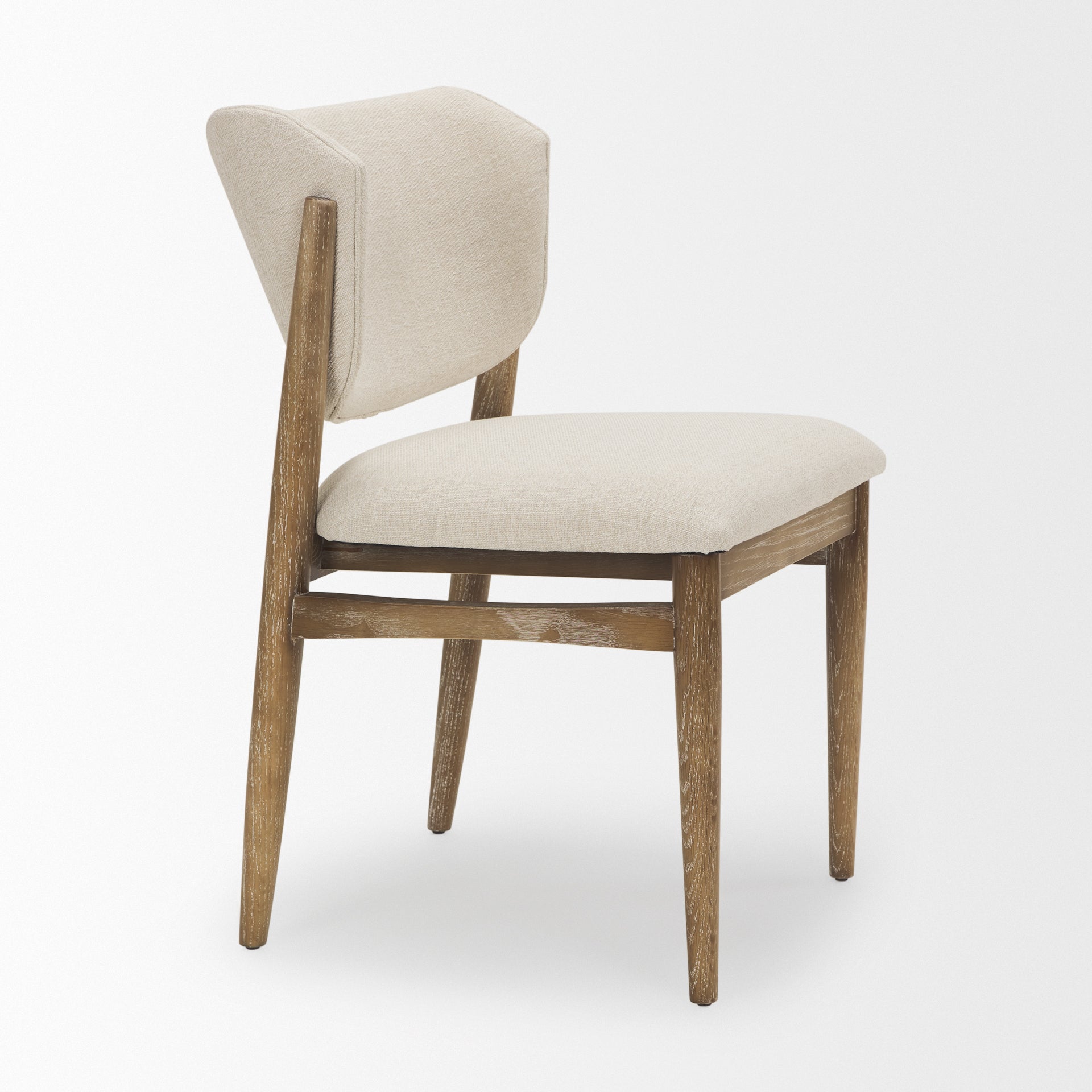 Cline Cream Fabric Upholstered and Light Brown Wood Dining Chair - Central Designs
