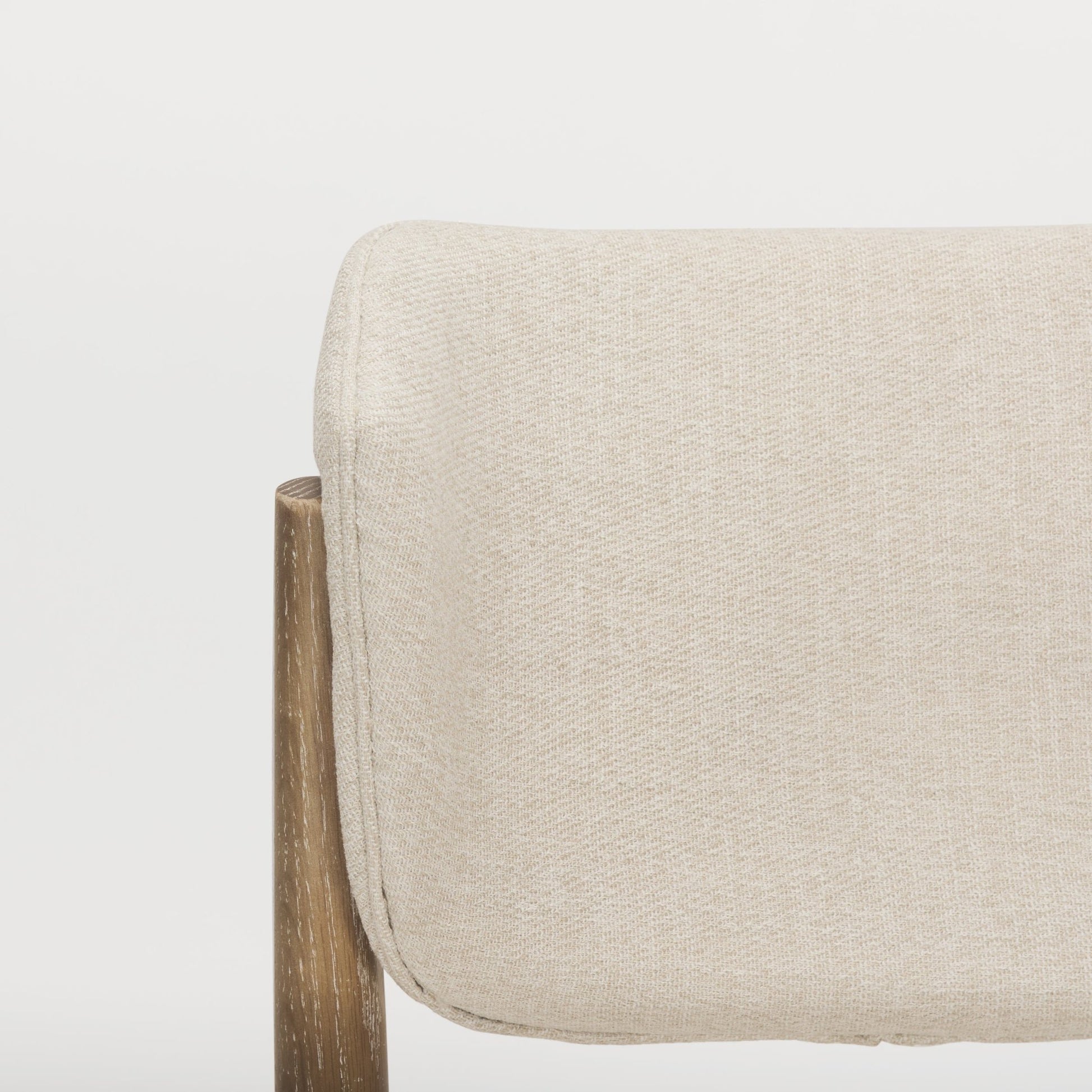 Cline Cream Fabric Upholstered and Light Brown Wood Dining Chair - Central Designs