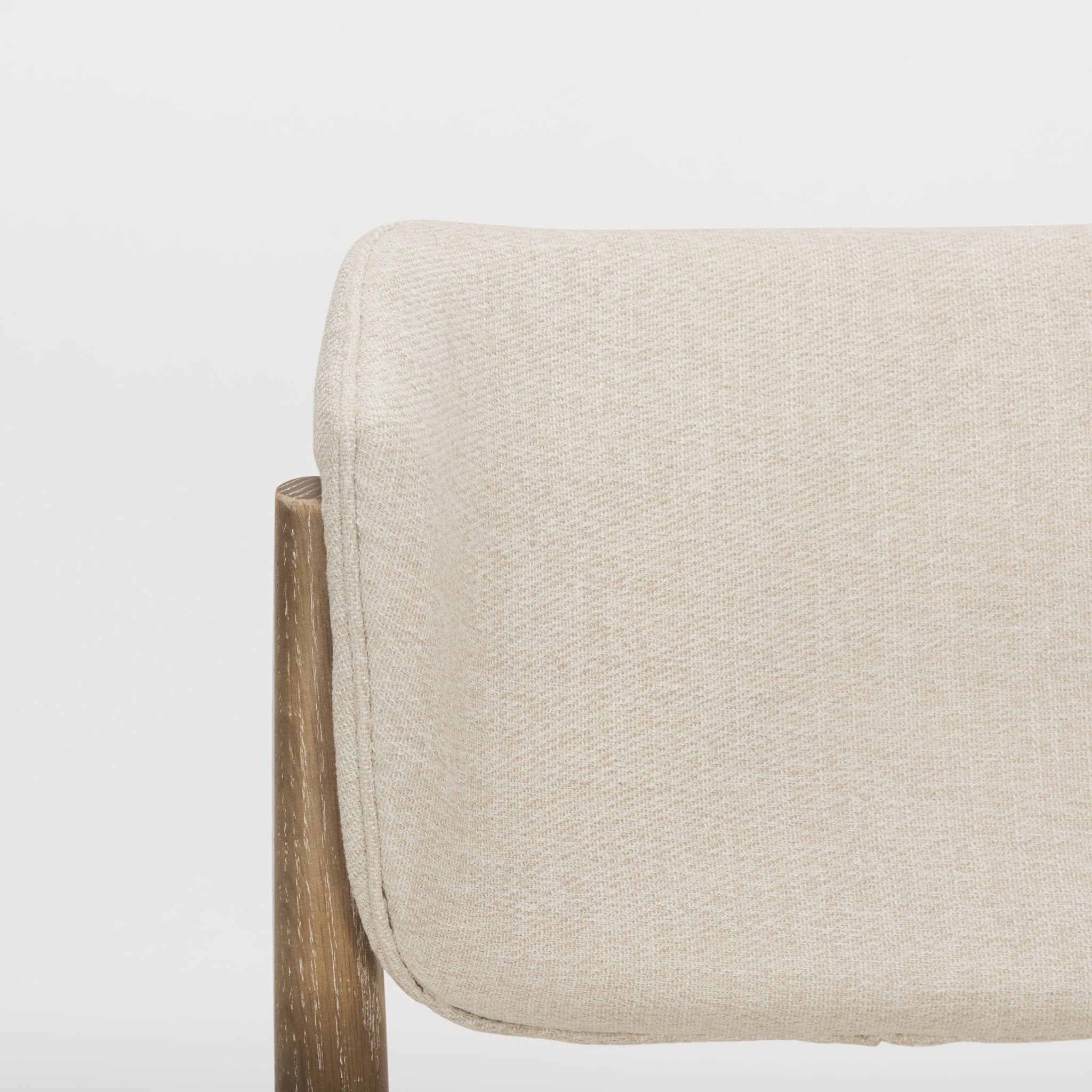 Cline Cream Fabric Upholstered and Light Brown Wood Dining Chair - Central Designs