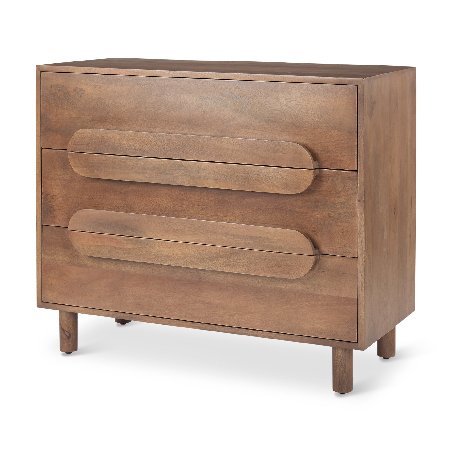 Astrid 36L x 17W x 30.3H Medium Brown Solid Wood 3 Drawer Cabinet - Central Designs