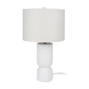 Everly 15.0L x 15.0W x 27.5H White Cement W/Beige Shade Table Lamp - Central Designs