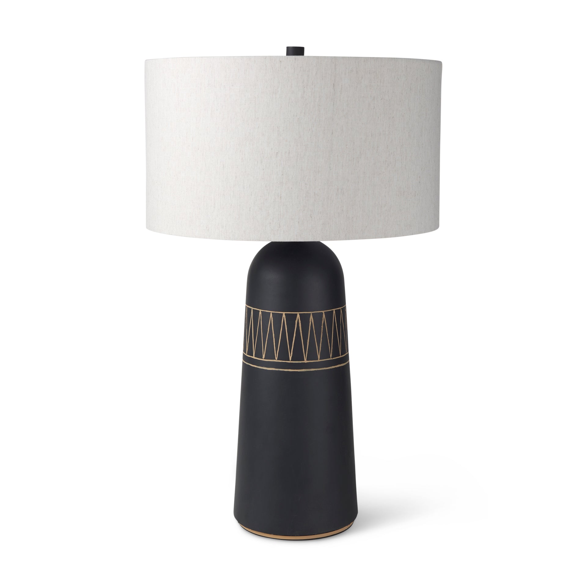 Javier 18.0L x 18.0W x 30.75H Black Base W/Cream Fabric Shade Table Lamp - Central Designs