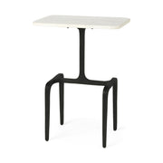 Preston White Marble Tabletop w/ Matte Black Iron Base Accent Table - Central Designs