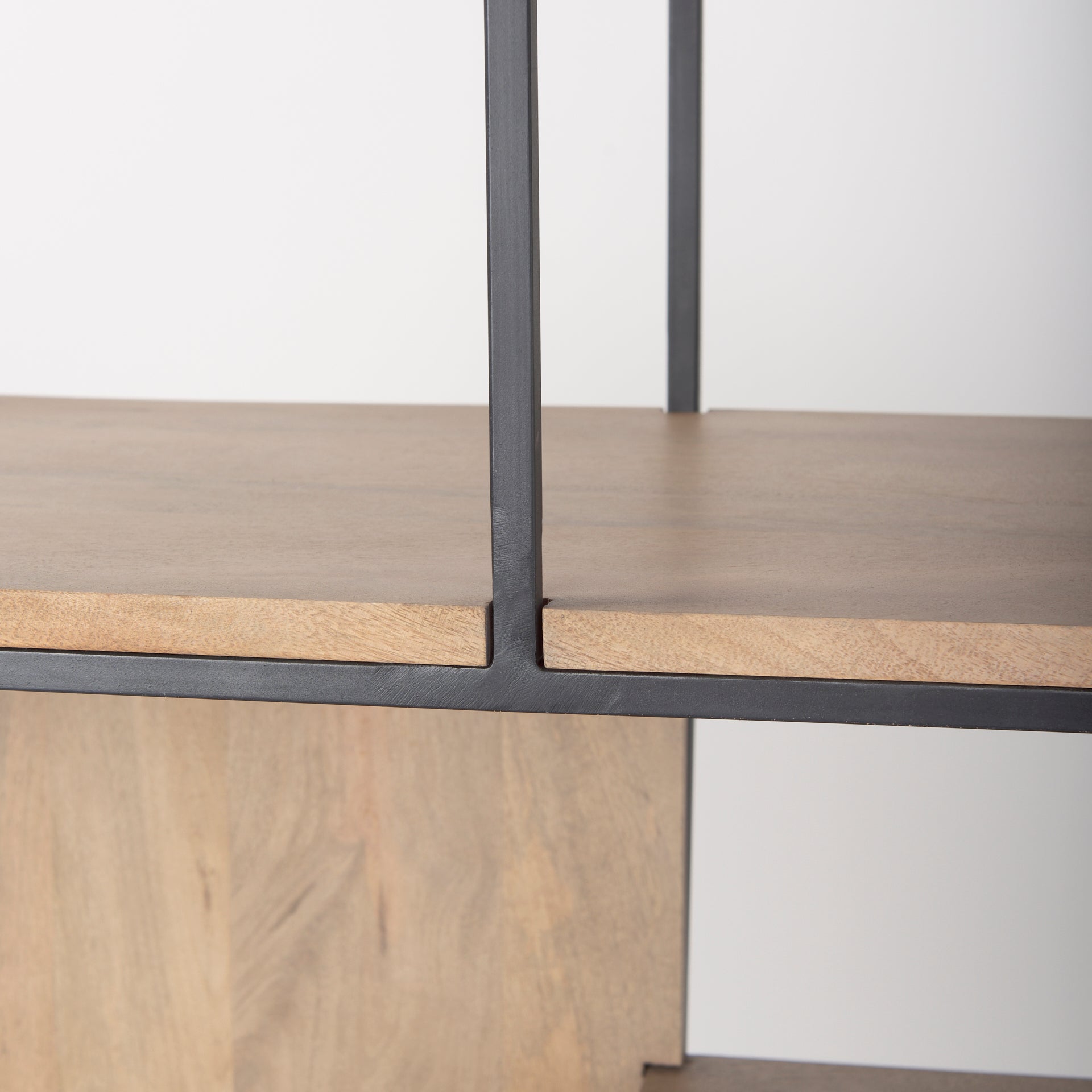 Morris 47.0L x 15.0W x 75.0H Light Brown Wood w/ Black Metal Frame 6 - Tier Shelving Unit - Central Designs