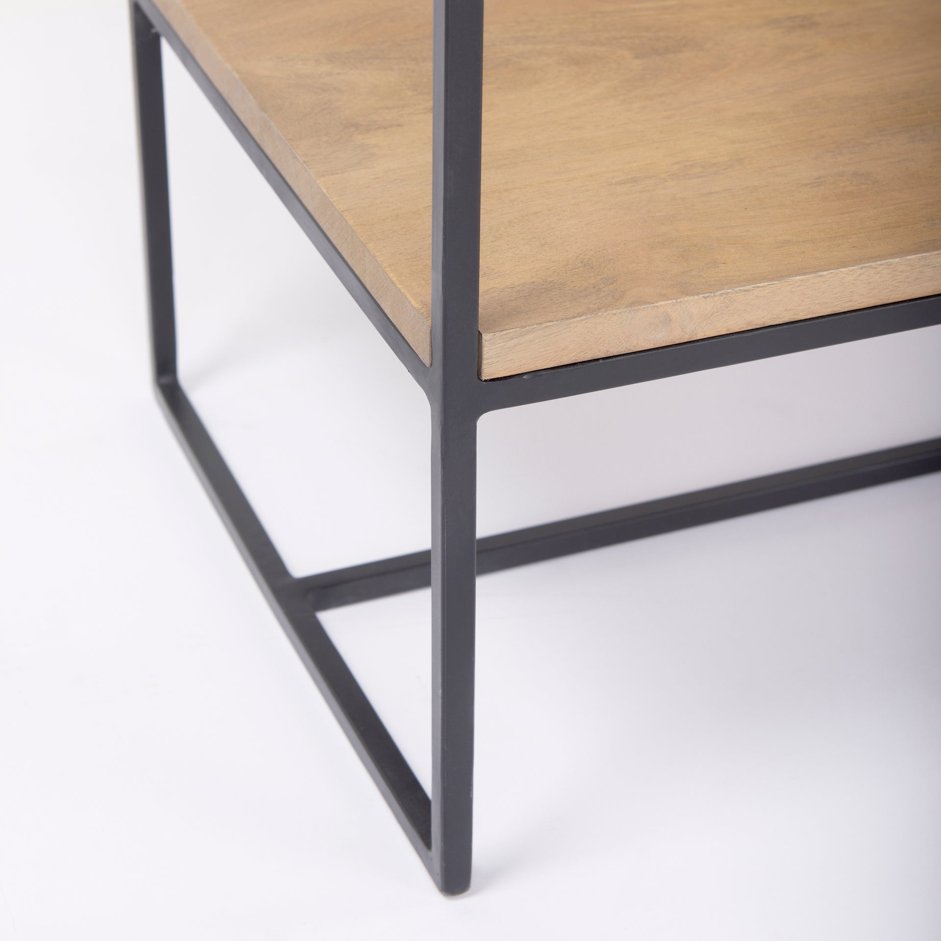 Morris 47.0L x 15.0W x 75.0H Light Brown Wood w/ Black Metal Frame 6 - Tier Shelving Unit - Central Designs