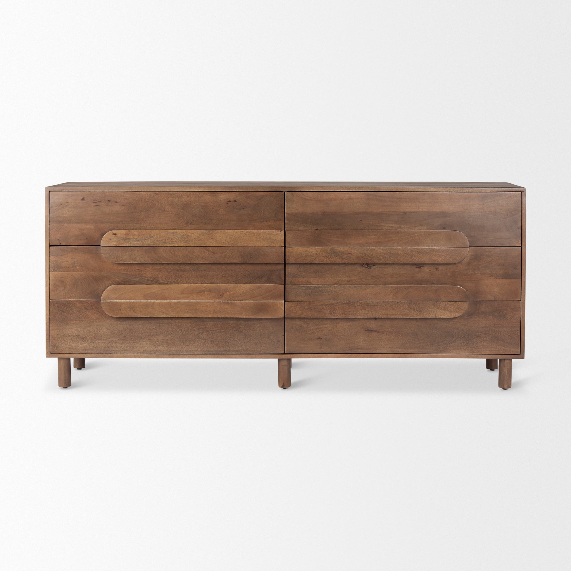 Astrid 71L x 17W x 30.3H Medium Brown Solid Wood 6 Drawer Sideboard - Central Designs