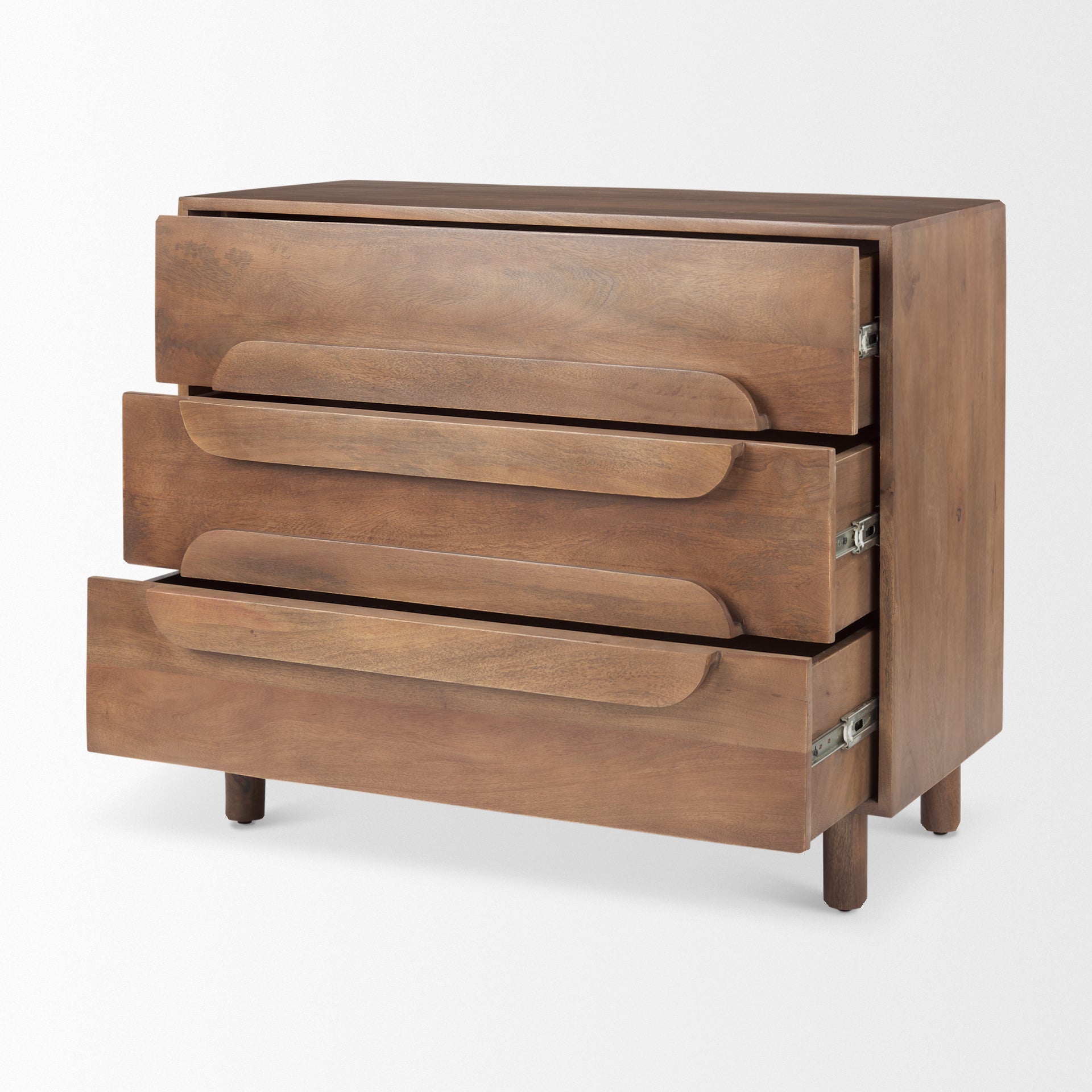 Astrid 36L x 17W x 30.3H Medium Brown Solid Wood 3 Drawer Cabinet - Central Designs