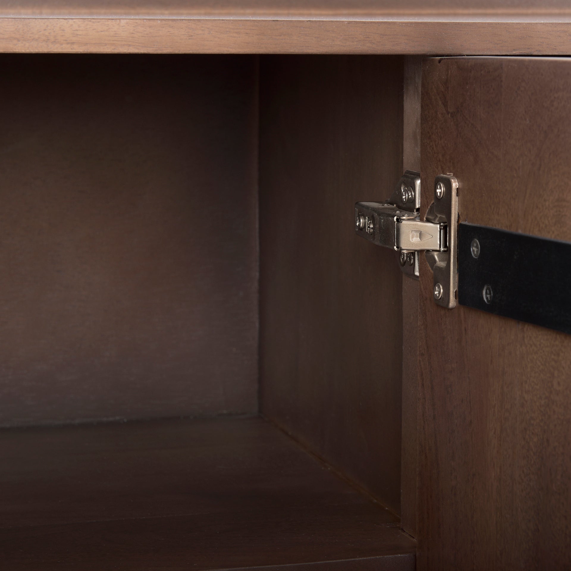 Lillie Medium Brown Wood 4 Door Tray Top Sideboard